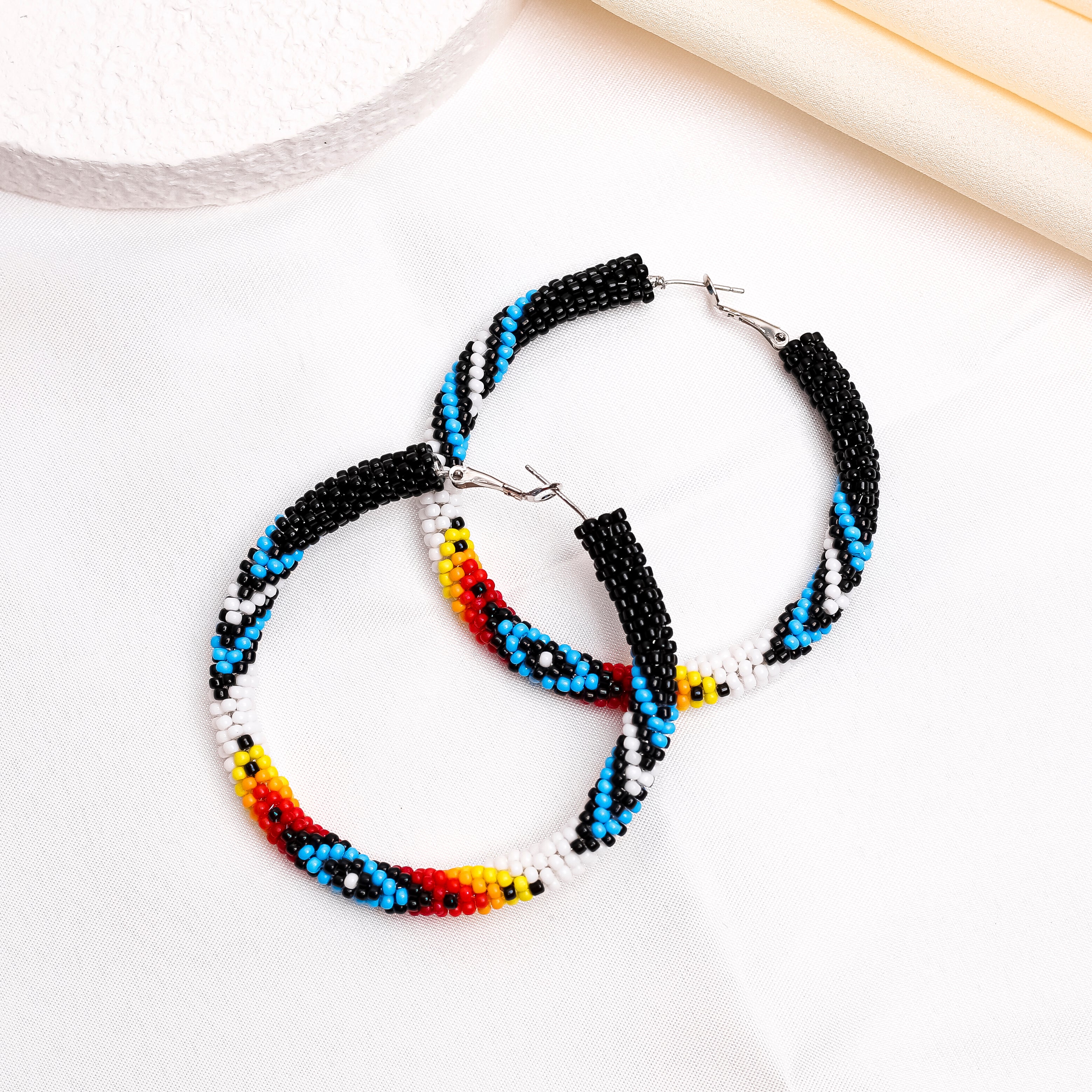 SALE 50% OFF - Handmade Black Dusk Pattern Beaded Earrings for Women