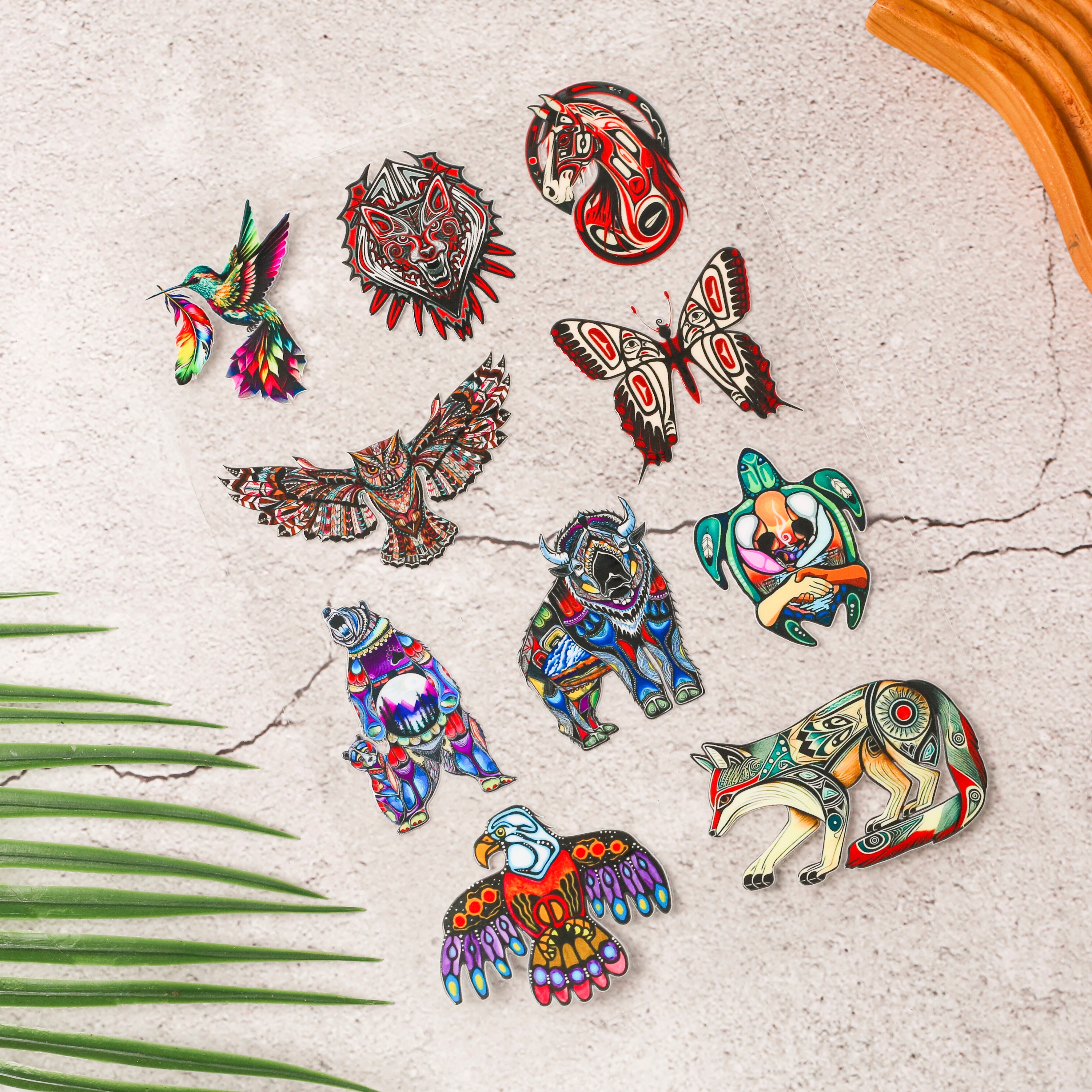 10 Sacred Animal Symbols Combo Decal (High-quality UV DTF 3D Decal)