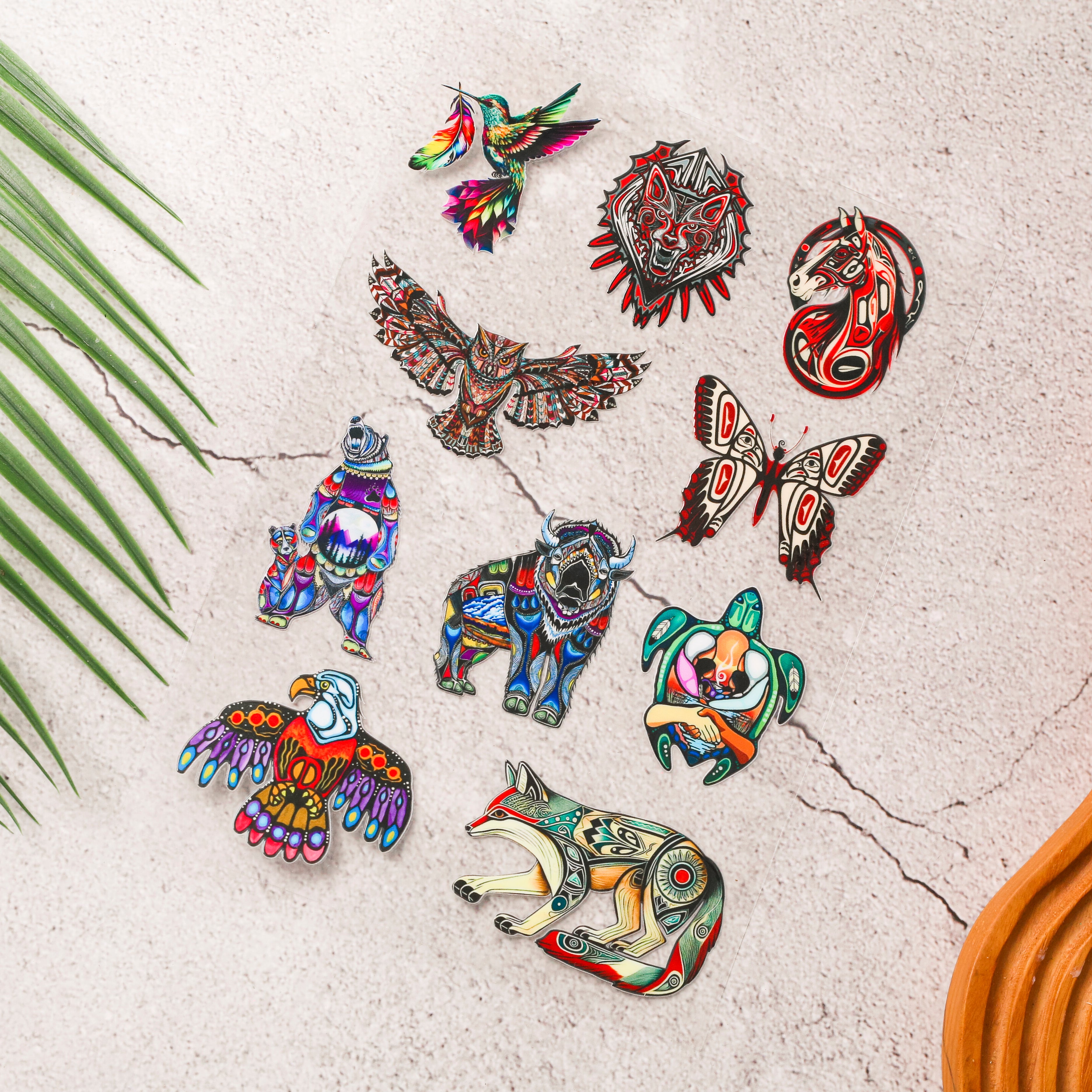 10 Sacred Animal Symbols Combo Decal (High-quality UV DTF 3D Decal)