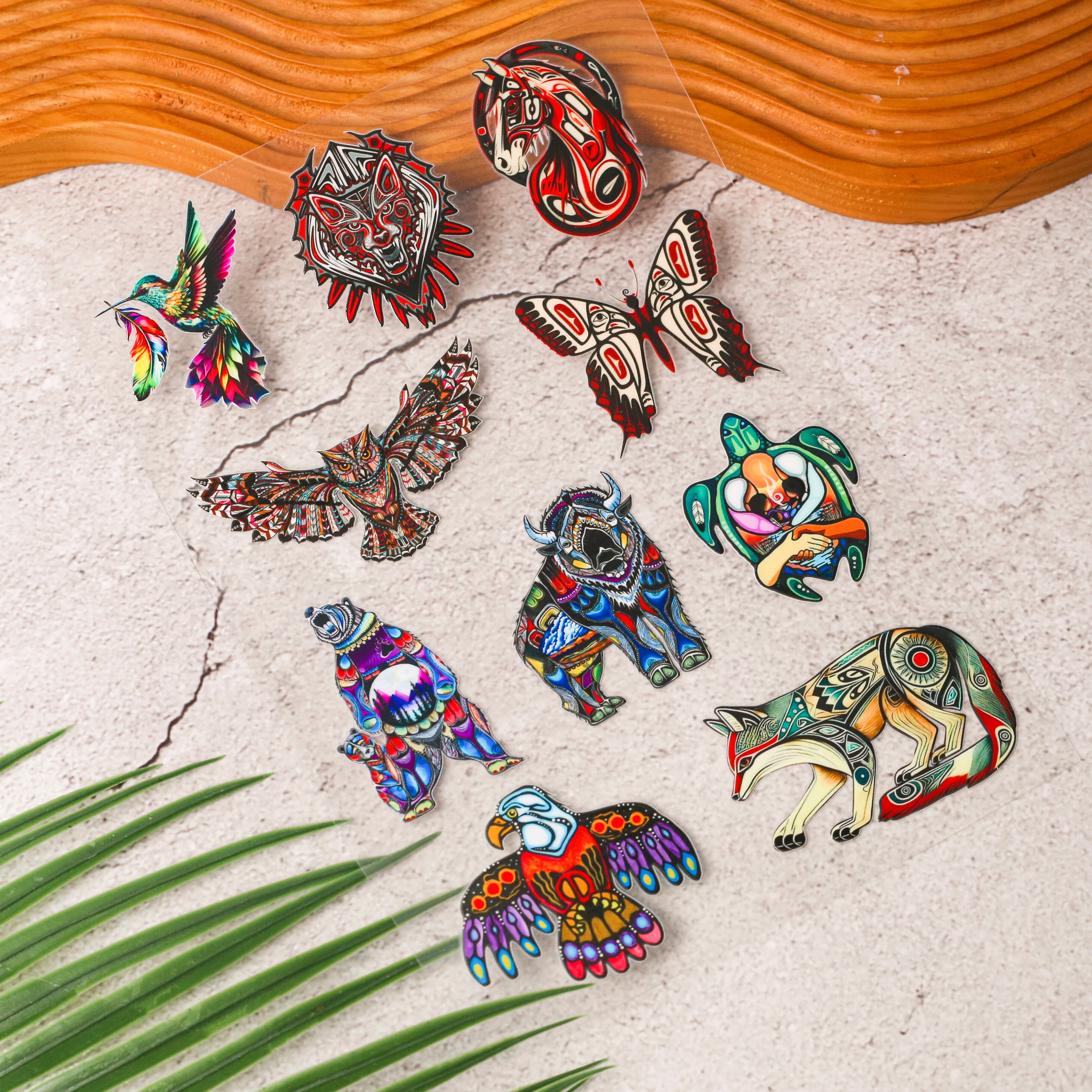 10 Sacred Animal Symbols Combo Decal (High-quality UV DTF 3D Decal)