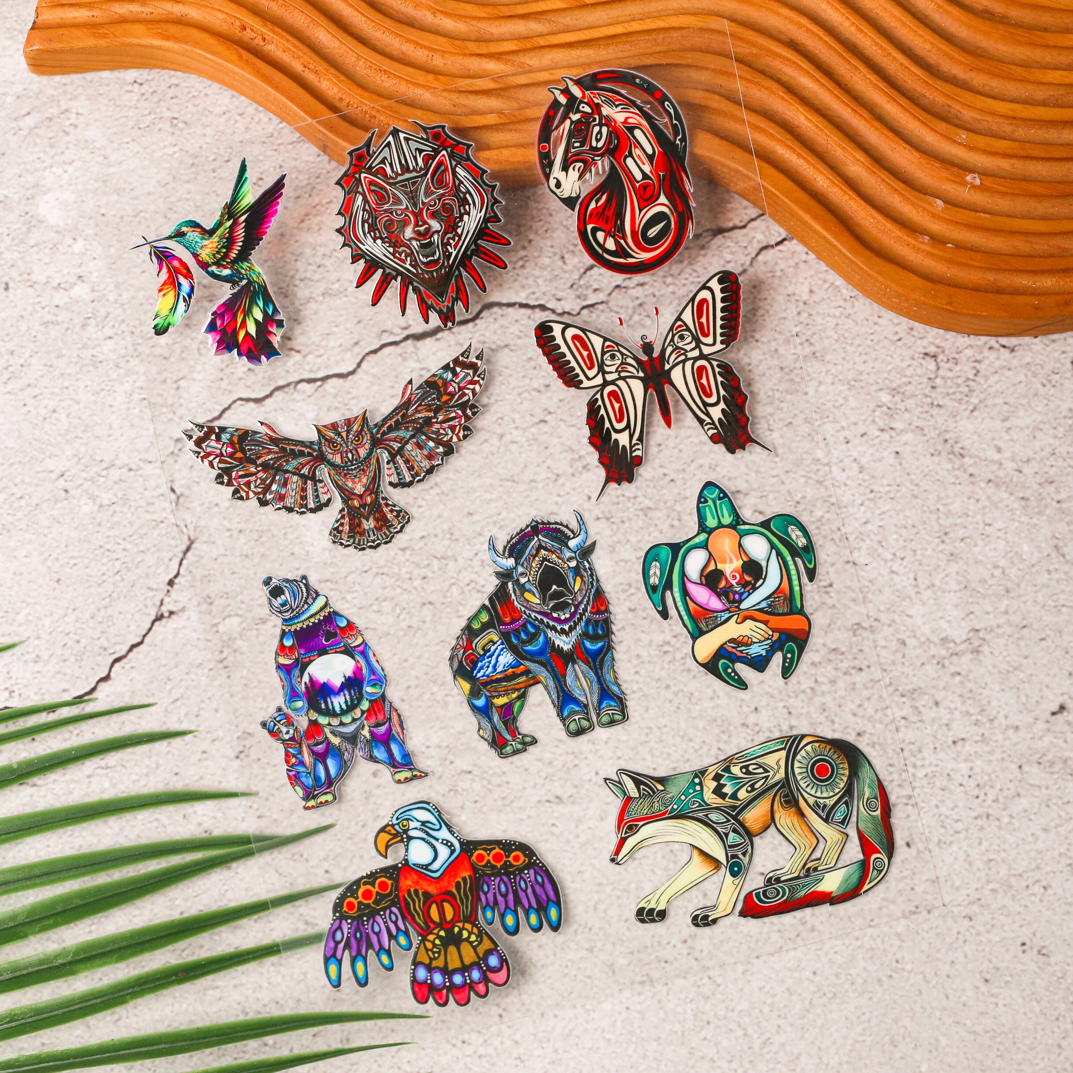 10 Sacred Animal Symbols Combo Decal (High-quality UV DTF 3D Decal)