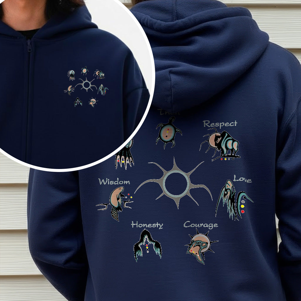 [Two Sides] The Seven Sacred Laws Native American Indigenous Culture Unisex Tank Top/Long Sleeve/Hoodie Zip