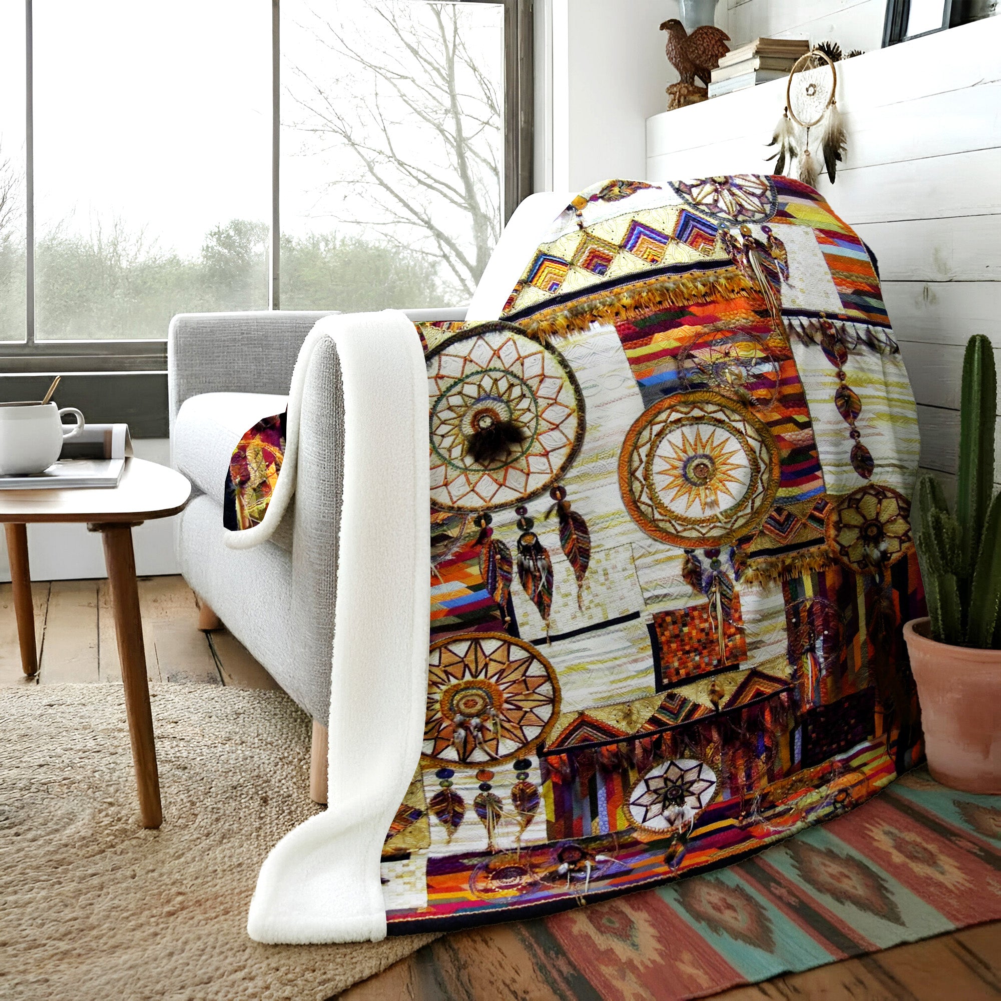 Native American Dreamcatcher Soft And Warm Premium Fleece Blanket