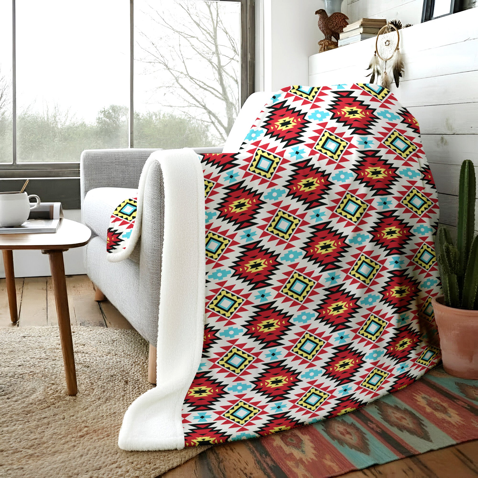Native American Style Pattern Soft And Warm Premium Fleece Blanket