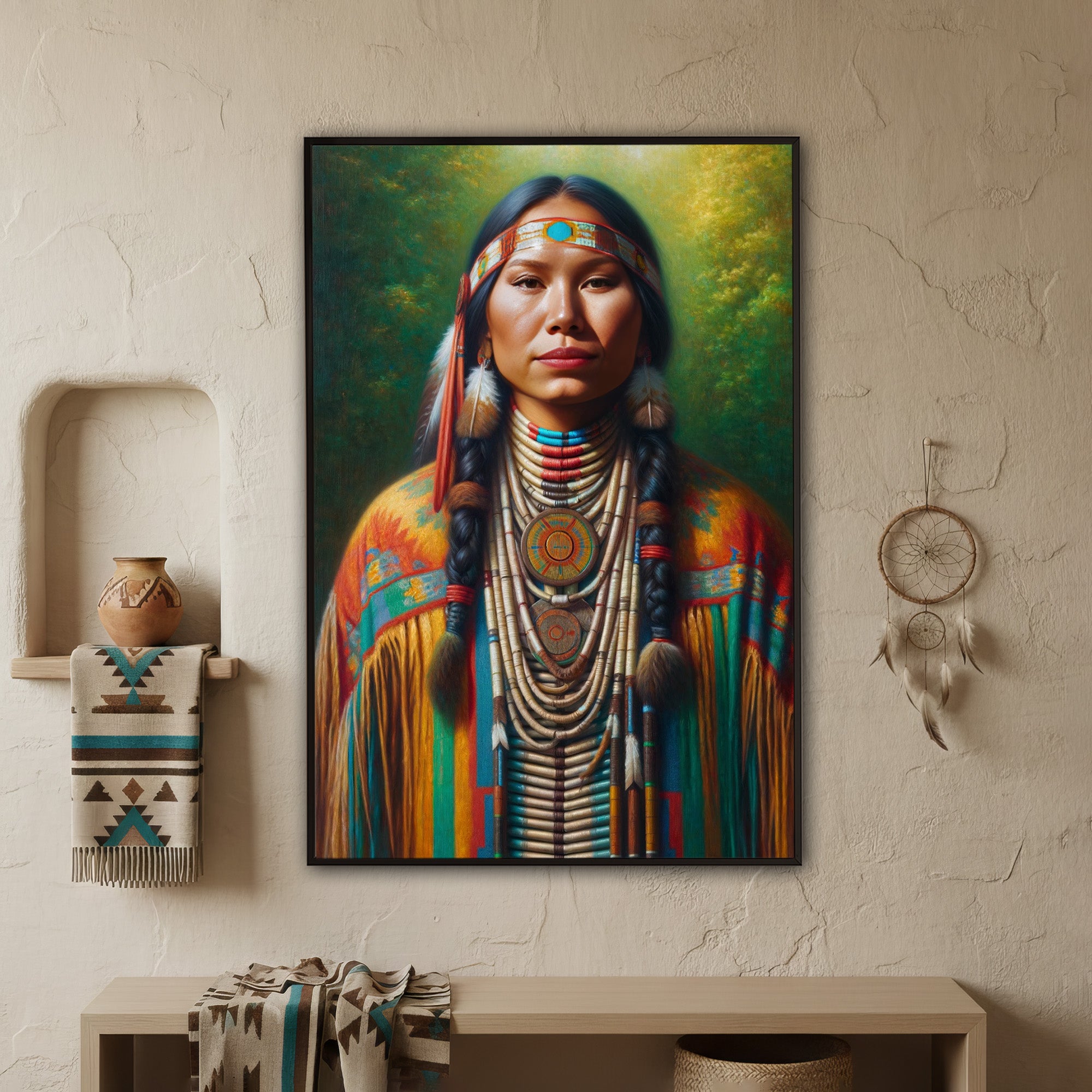 Custom Native American Women Portrait Photo Canvas Art Gift Home Decor