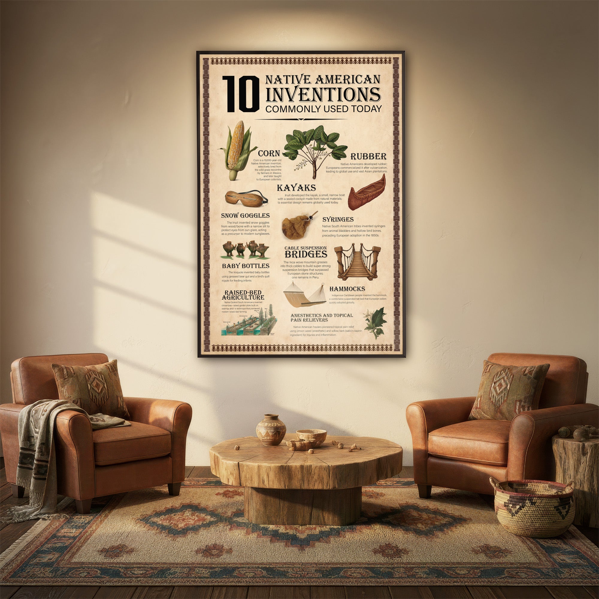 Native Indian Inventions 10 Native American Inventions Commonly Used Today Poster/Canvas ...