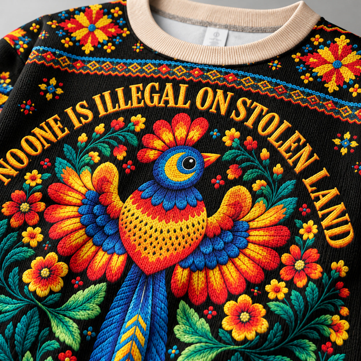 No One Is Illegal On Stolen Land Ugly Sweatshirt Style 2 - Native American Ugly Sweatshirt Unisex