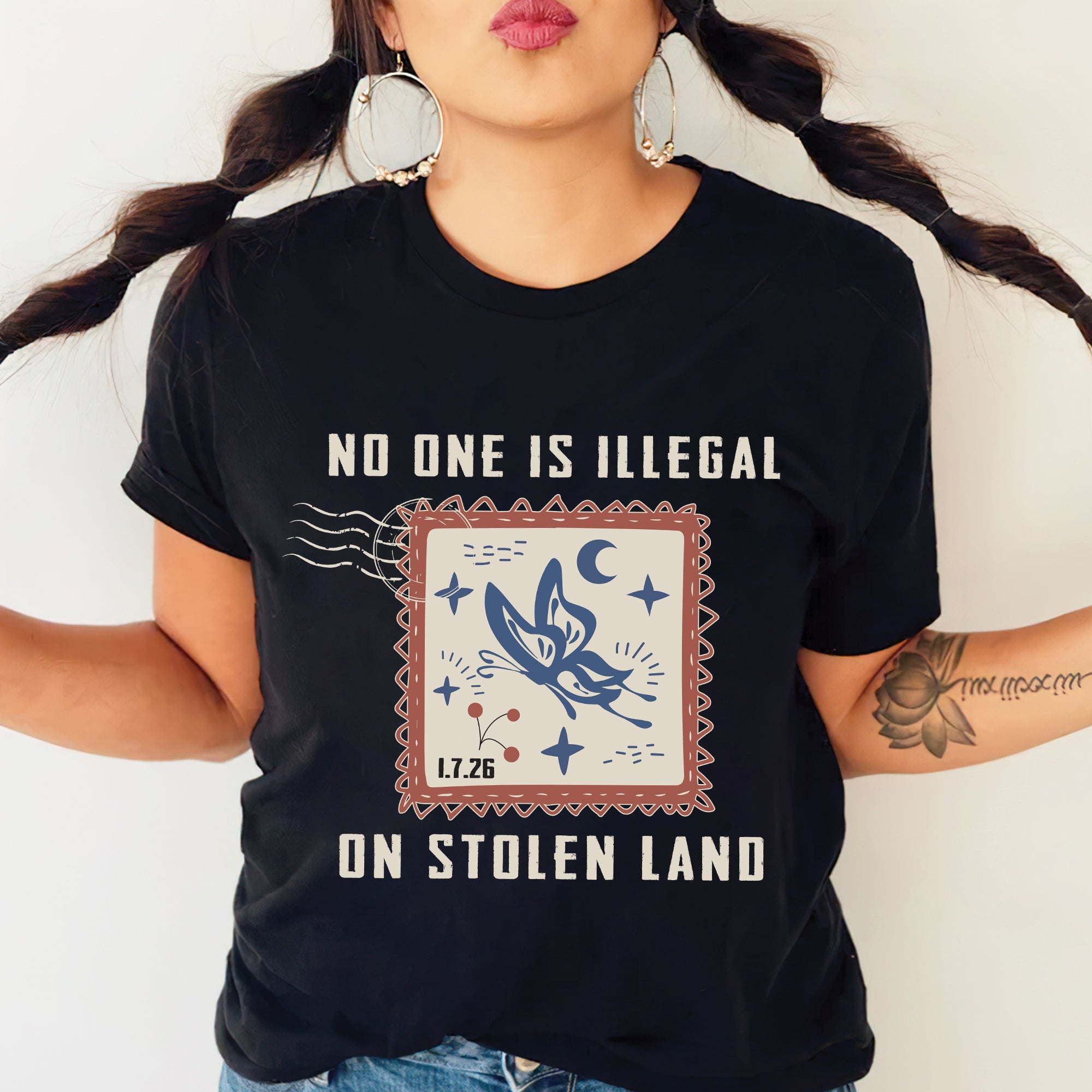 No One Is Illegal On Stolen Land - Indigenous Empowerment Unisex T-shirt/V-neck T-shirt/Hoodie/Sweatshirt
