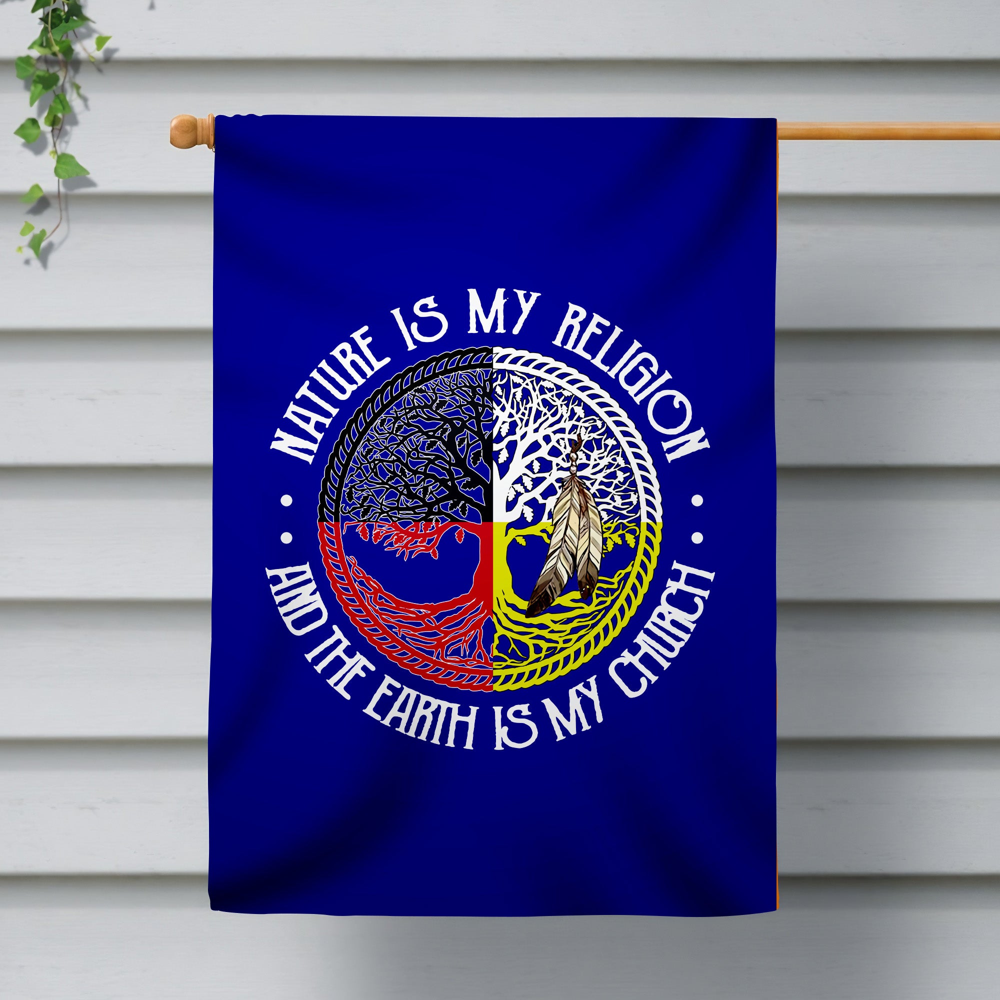 Nature Is My Religion - Native American Flag Garden House Yard for Decor Outdoor