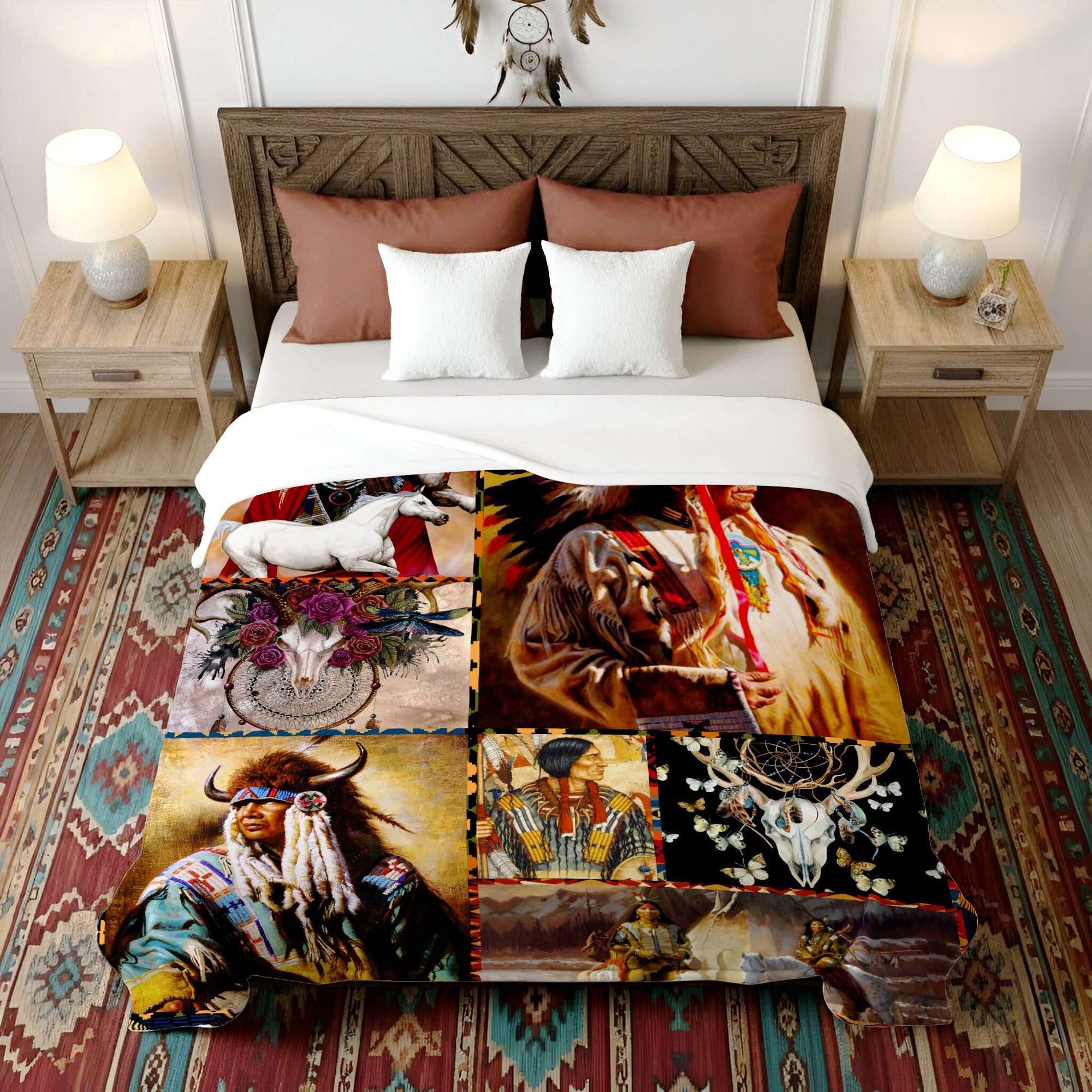 Native Pairing Soft And Warm Fleece Blanket Native American Style