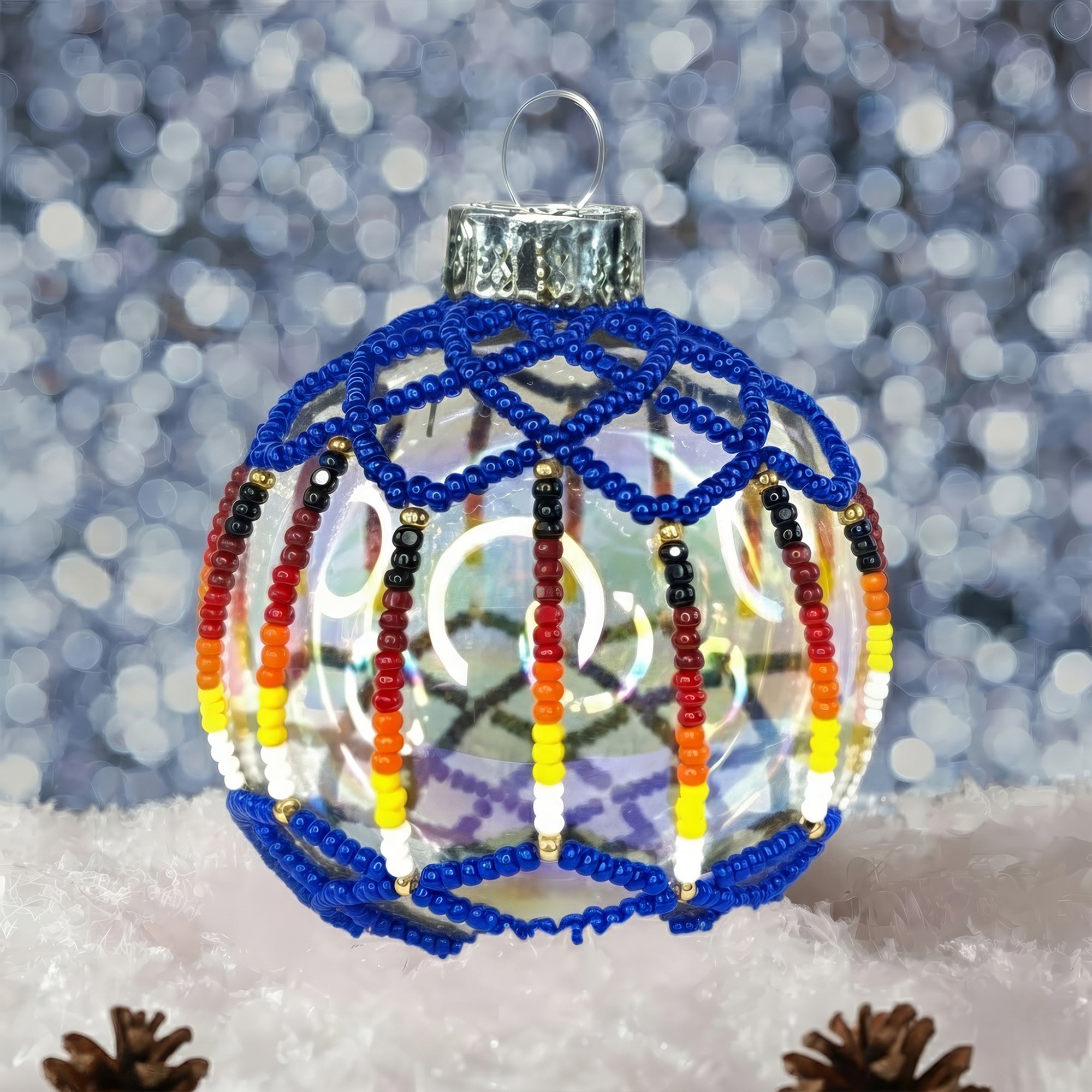 Cerulean Beaded Ornament Handcrafted Holiday Decor Gift