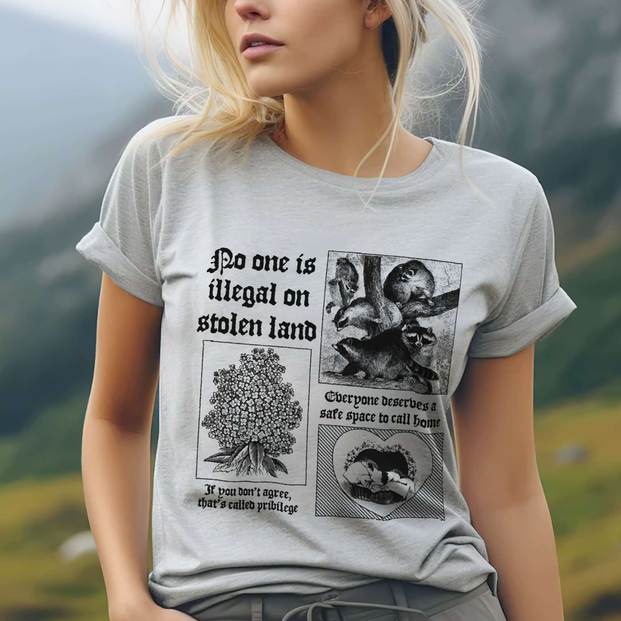 No One Is Illegal On Stolen Land Unisex T-Shirt/T-Shirt V-Neck/Hoodie/Sweatshirt – For Social Justice Advocates