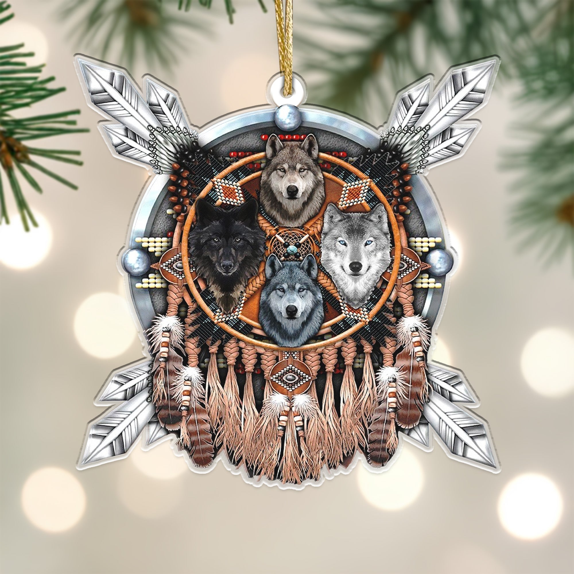 Wolf Feather Native American - Unique Gift Decor Flat Acrylic