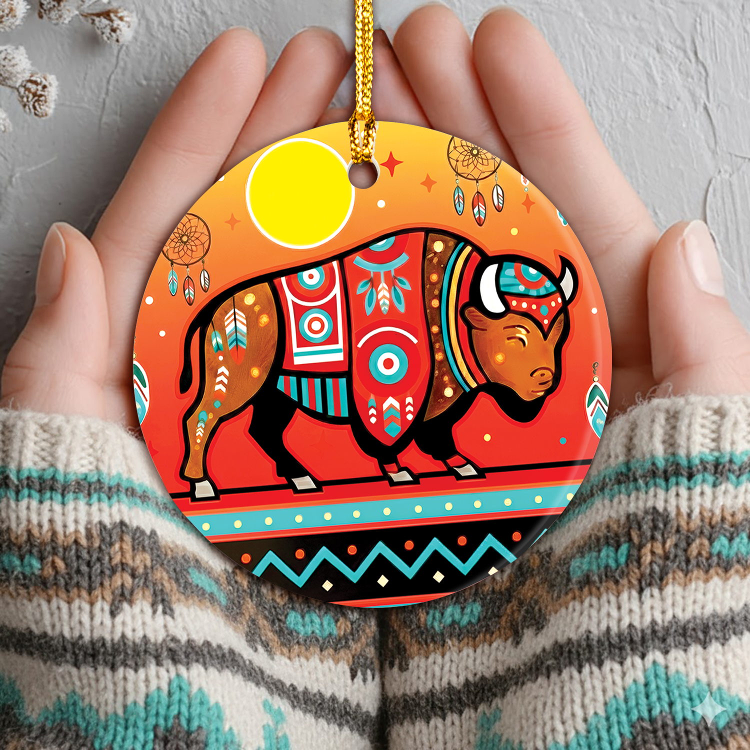 Native Tribal Spirit Animal Ceramic Ornament – Indigenous Art Decor