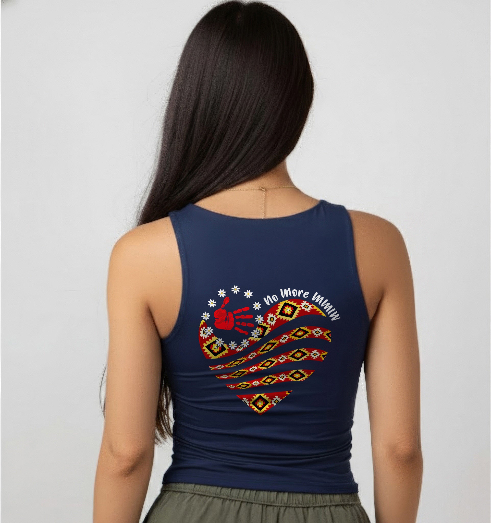 [Two Sides] No More MMIW Tank Top - Native American Heart and Red Hand Unisex Tank Top/Long Sleeve/Hoodie Zip