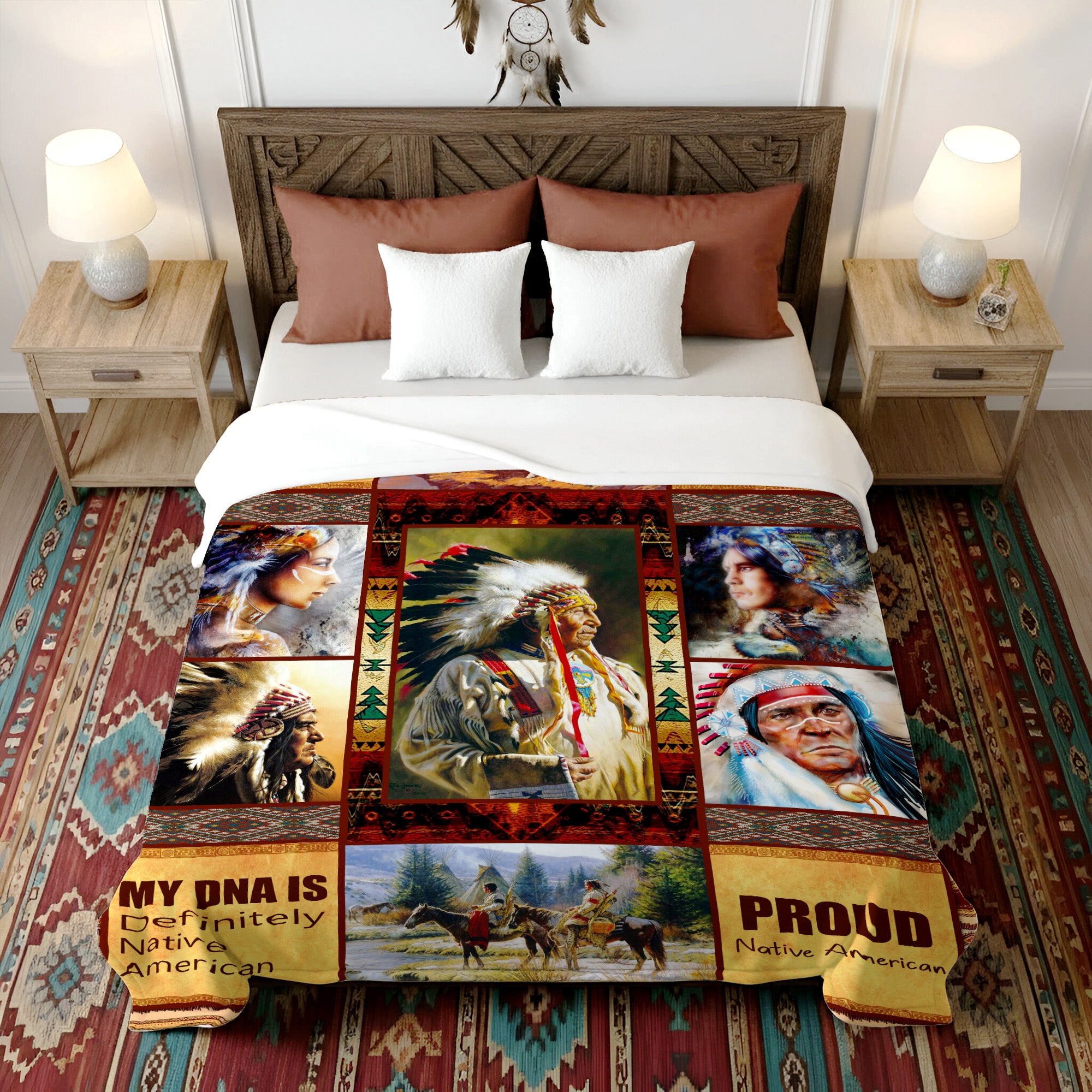 Native American Style Chief Soft and Warm Fleece Blanket