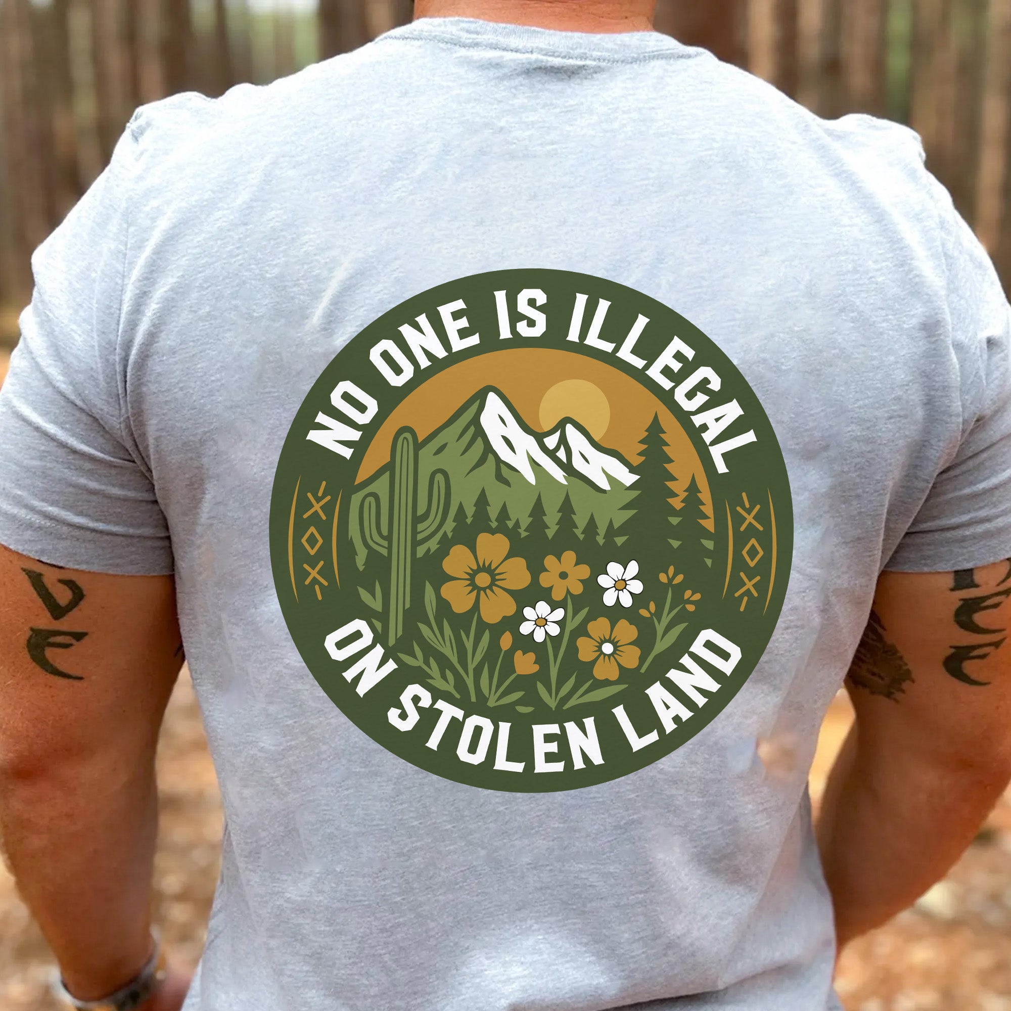 No One Is Illegal On Stolen Land - Unisex T-Shirt/T-Shirt V-Neck/Hoodie/Sweatshirt - Two Sides N62