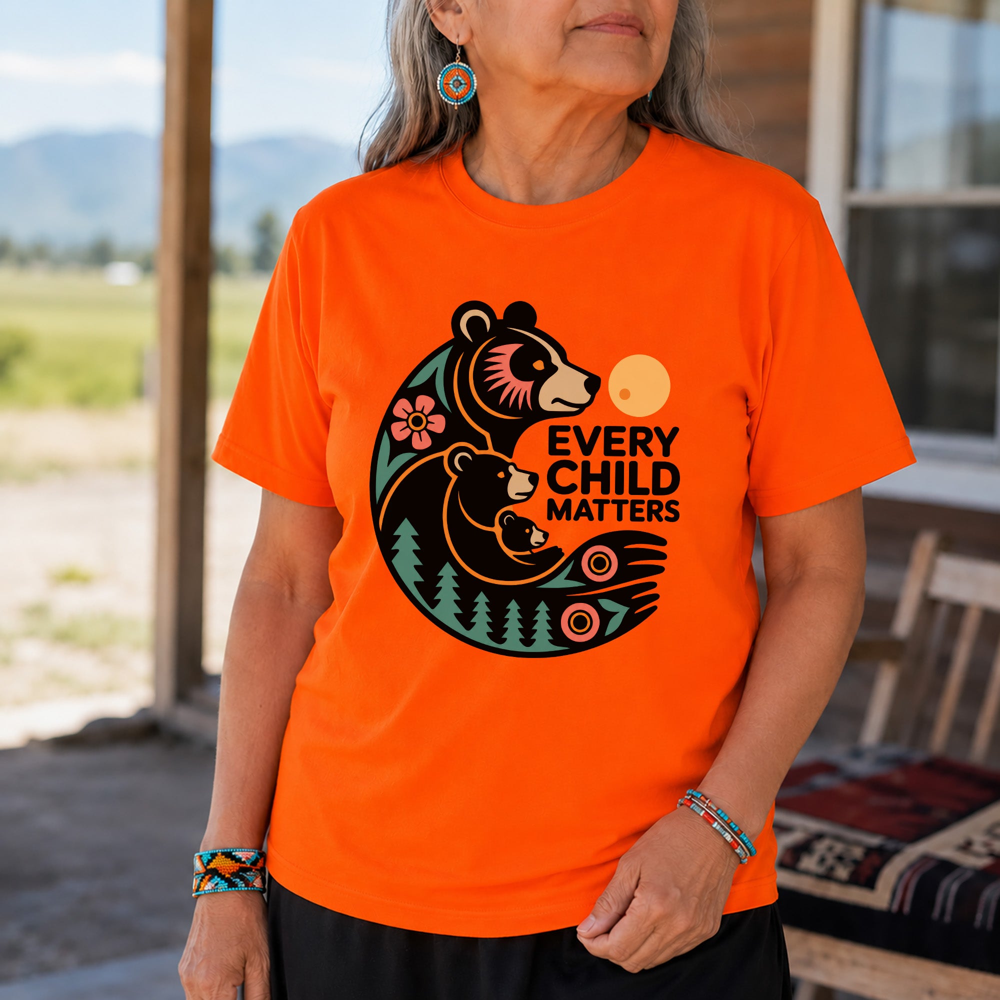Sacred Bear Family Every Child Matters Orange Shirt Day Unisex T-shirt/Hoodie/Sweatshirt