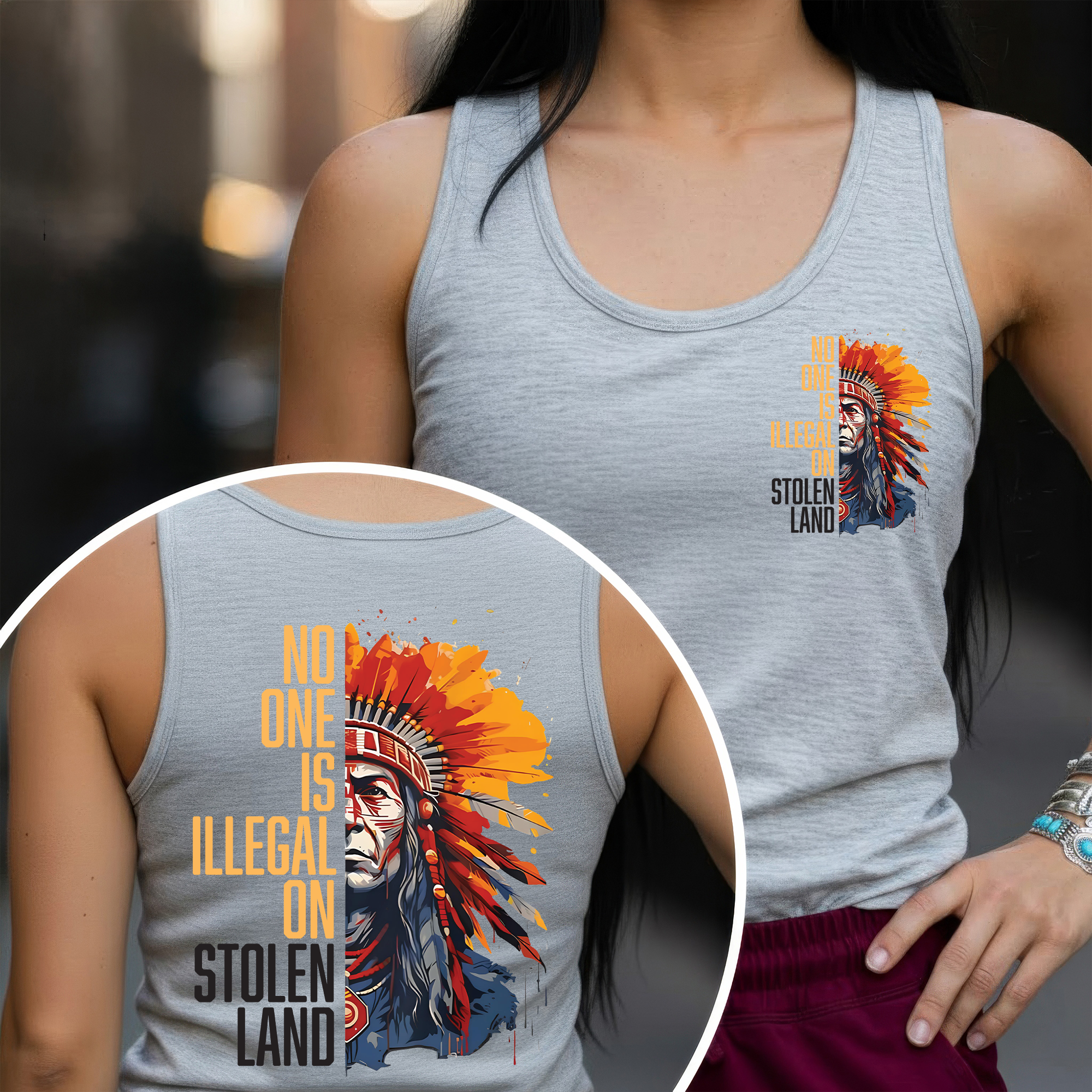 [Two Sides] No One Is Illegal On Stolen Land Unisex Tank Top/Long Sleeve/Hoodie Zip