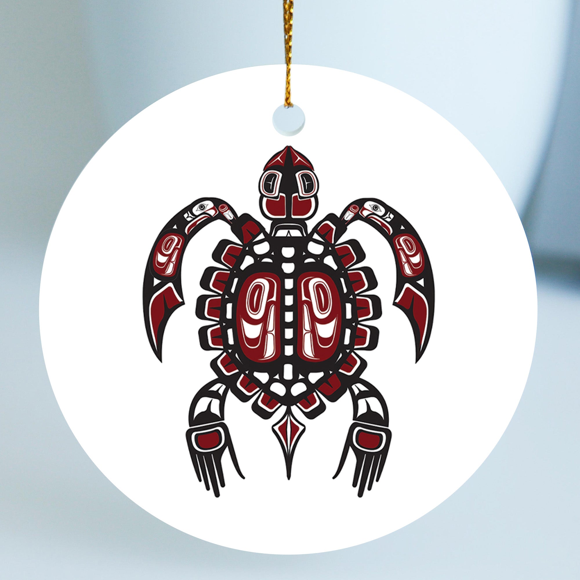Native Turtle Spirit Ceramic Ornament – Handcrafted Indigenous Art Decoration