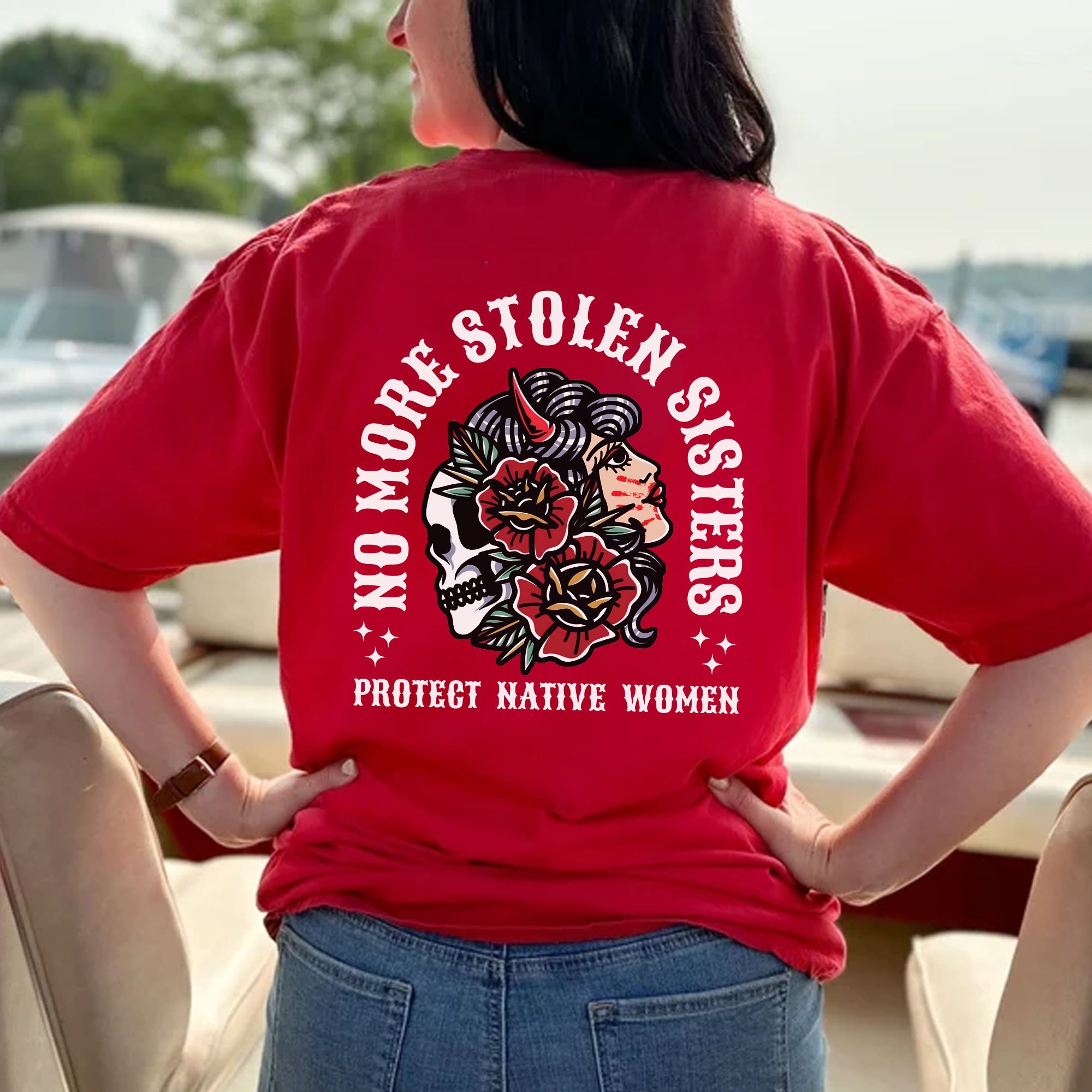 No More Stolen Sisters - Protect Native Women- Unisex T-shirt/T-shirt V-Neck/Hoodie/Sweatshirt - Two Sides