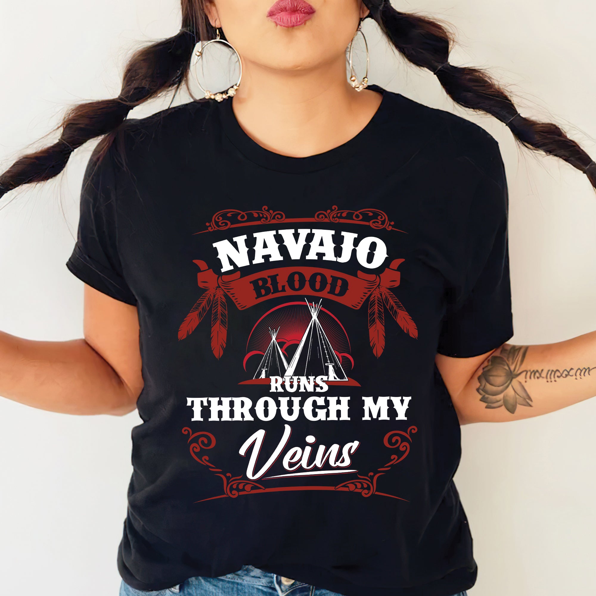 Native Blood Runs Through My Veins Unisex T-Shirt/T-Shirt V-Neck/Hoodie/Sweatshirt (Custom Tribe)