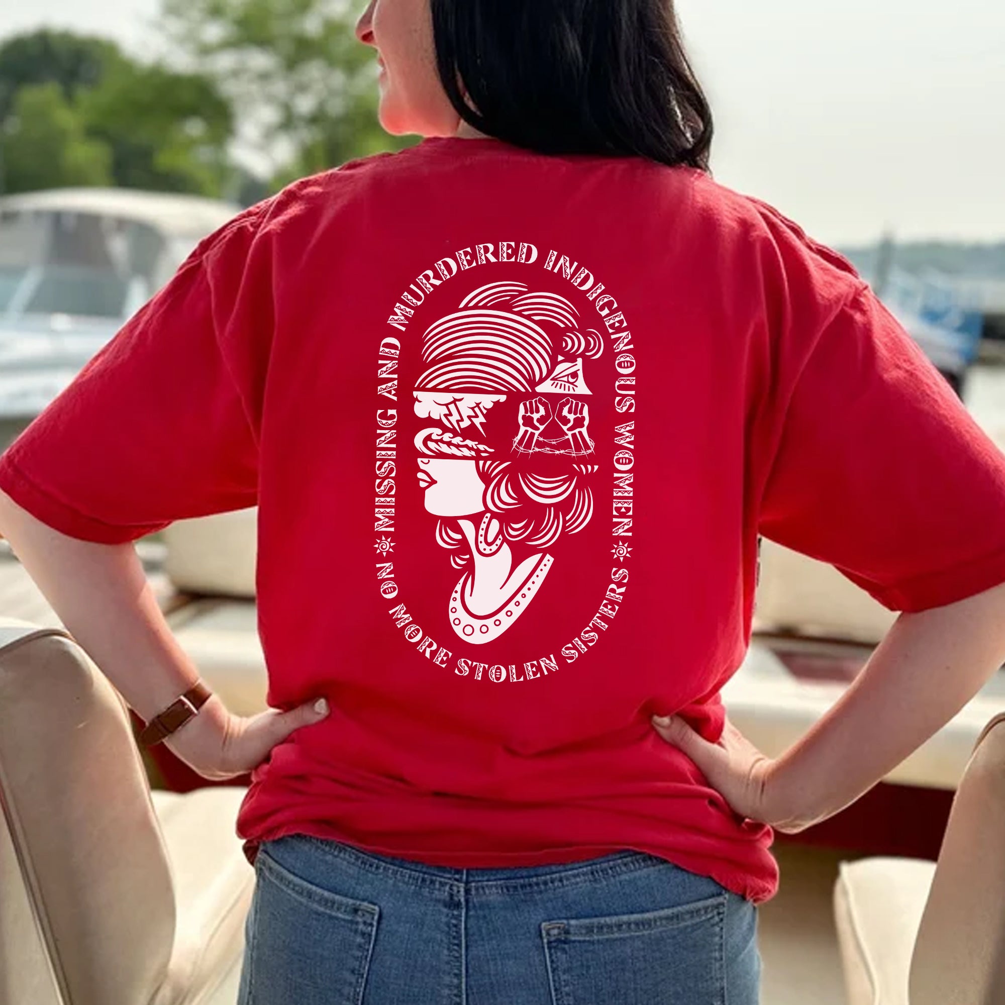 No More Stolen Sisters MMIW - Unisex T-Shirt/T-Shirt V-Neck/Hoodie/Sweatshirt - Two Sides