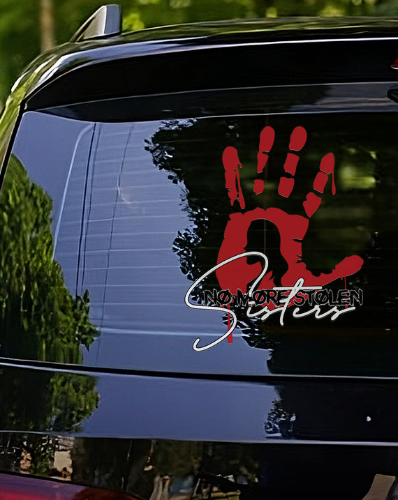 No More Stolen Sisters Red Hand Decal - MMIW Awareness