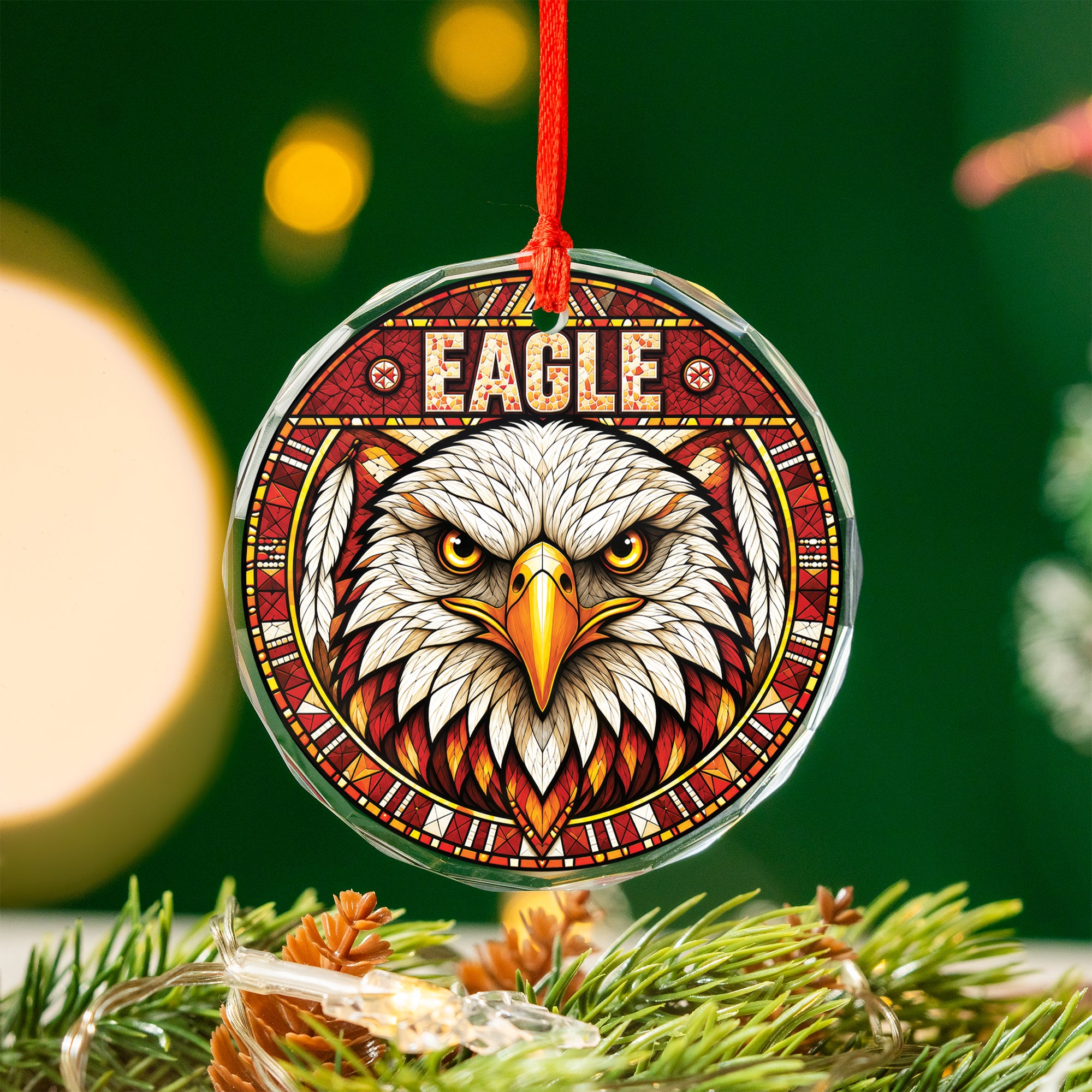 Eagle Spirit Native Tribal Glass Ornament – Indigenous Art Decor