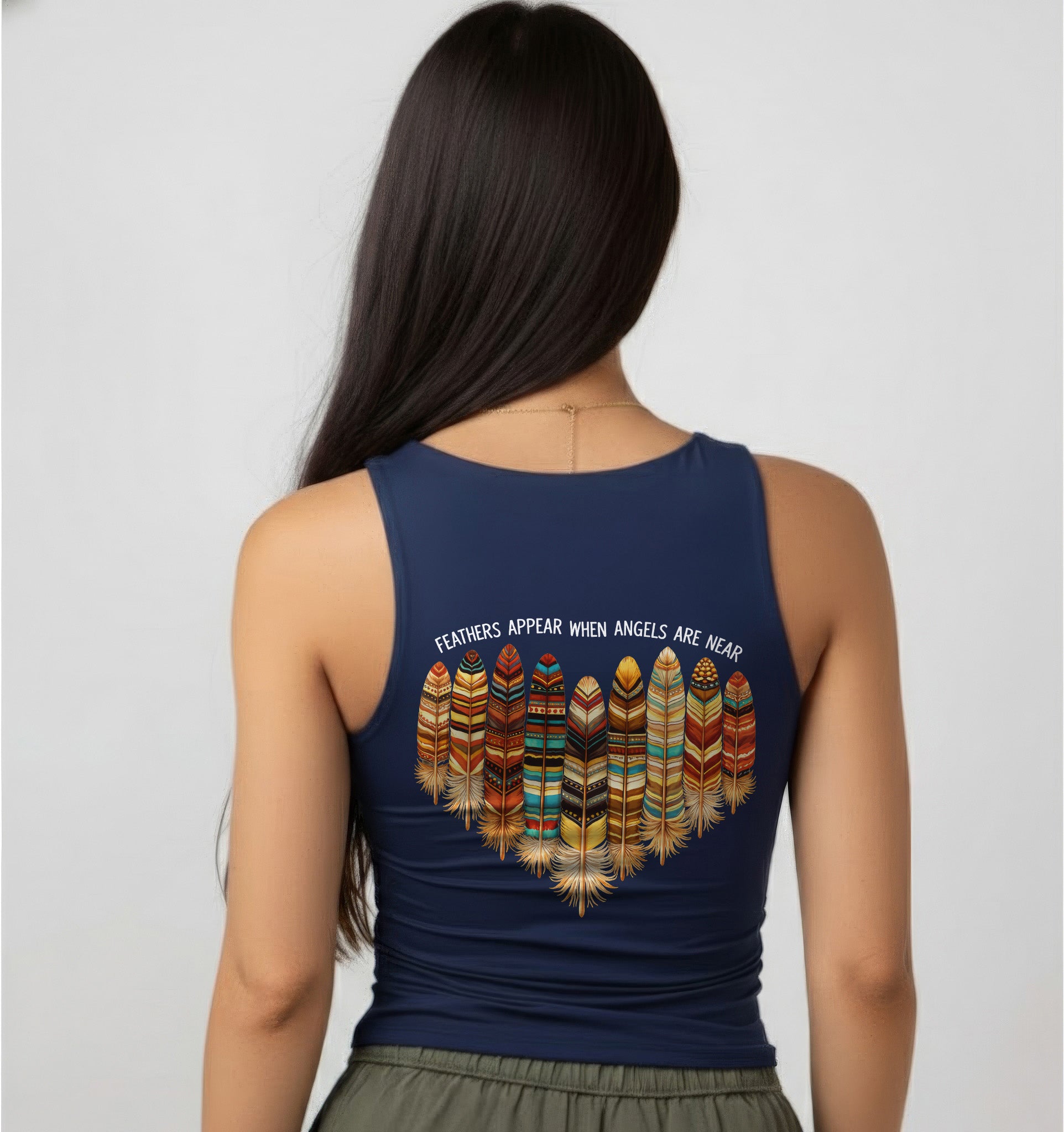 [Two Sides] Feathers Appear When Angels Are Near – Indigenous Women Native American Unisex Tank Top/Long Sleeve/Hoodie Zip