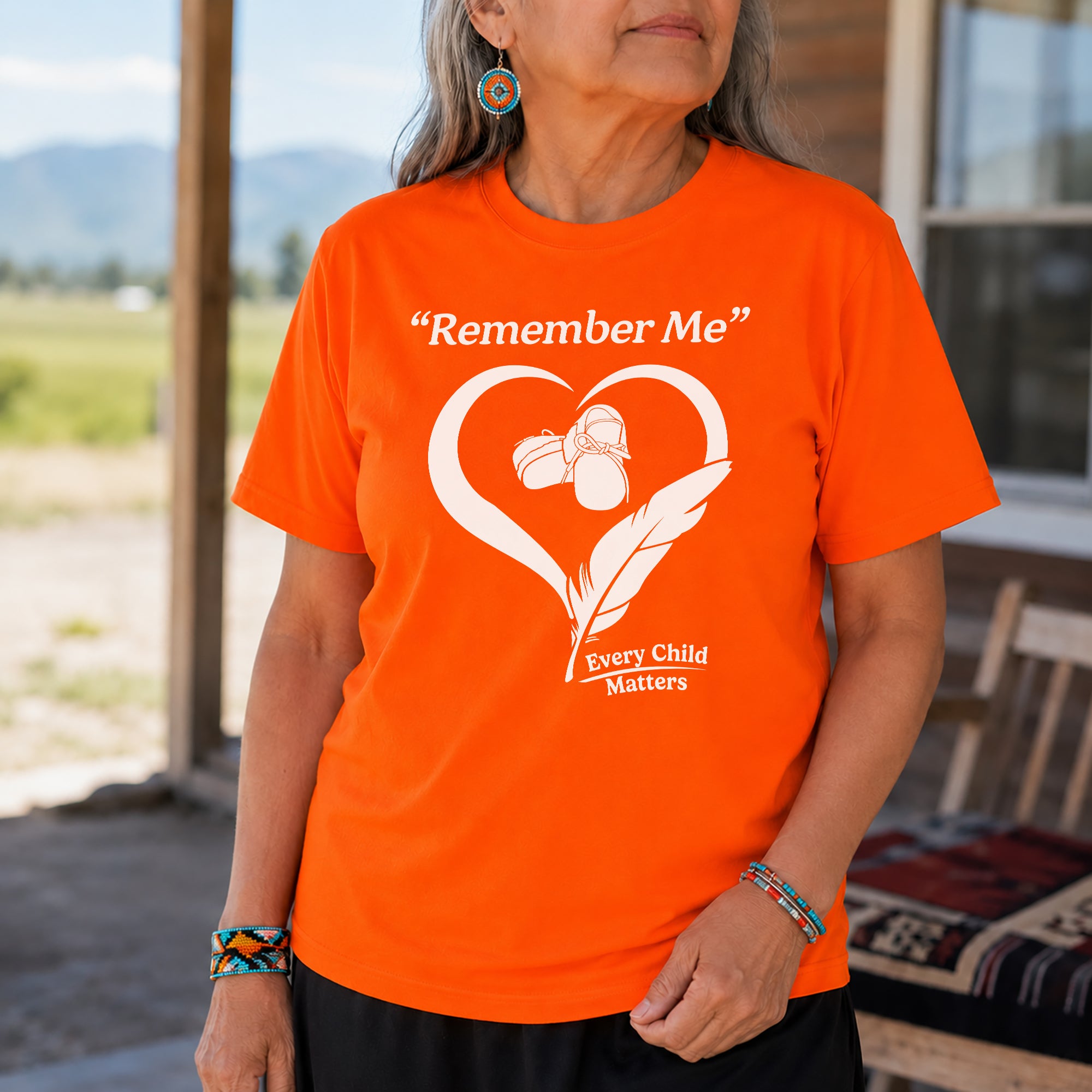 Remember Me Every Child Matters Heart Feather Orange Shirt Day Unisex T-shirt/Hoodie/Sweatshirt