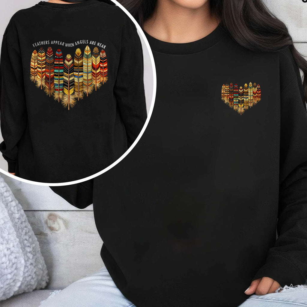 [Two Sides] Feathers Appear When Angels Are Near – Indigenous Women Native American Unisex Tank Top/Long Sleeve/Hoodie Zip