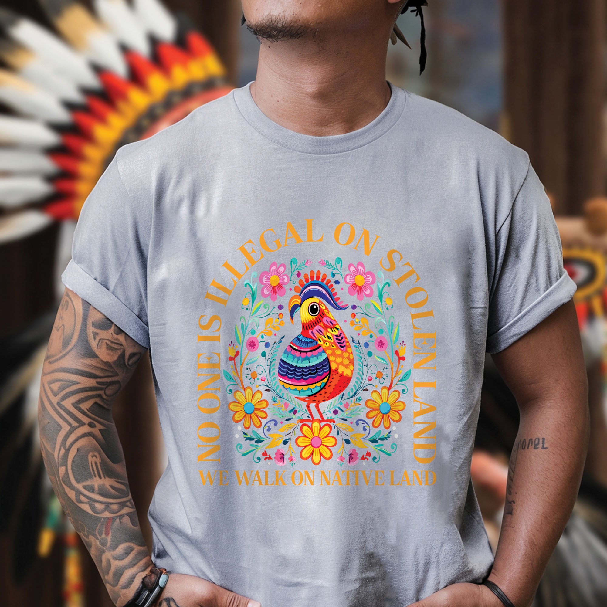 No One Is Illegal on Stolen Land We Walk on Native Land Unisex T-shirt/V-neck T-shirt/Hoodie/Sweatshirt N325