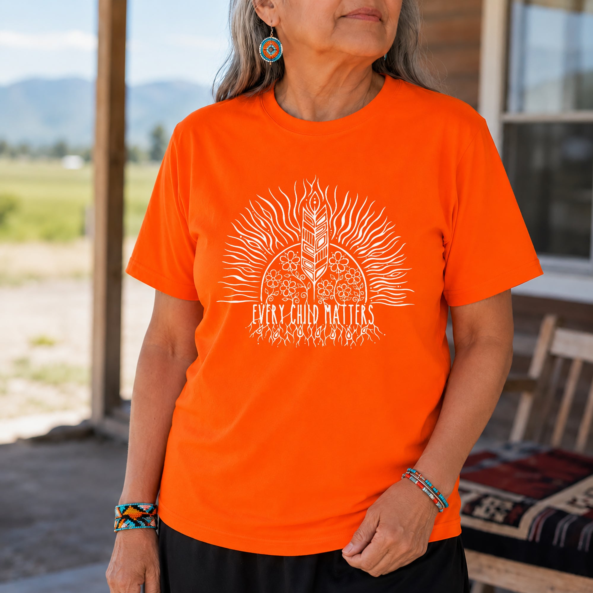 Every Child Matters Sacred Feather Sunburst Orange Unisex T-shirt/Hoodie/Sweatshirt