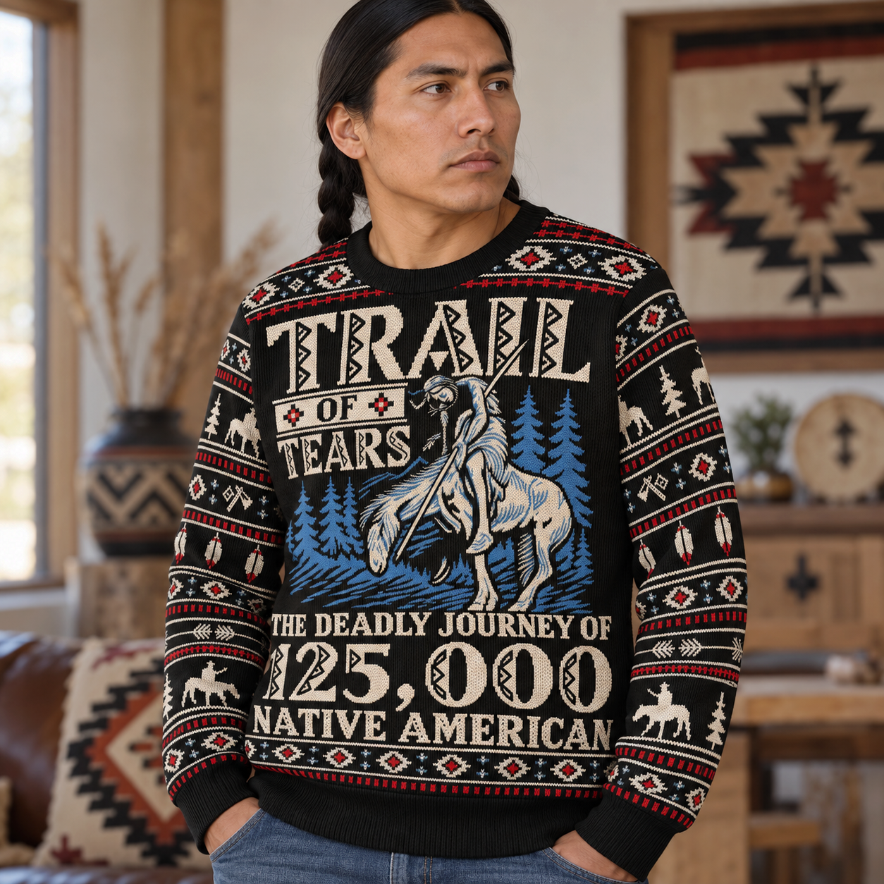 Trail Of Tear THE DEADLY JOURNEY OF 125,000 - Native American Ugly Sweatshirt