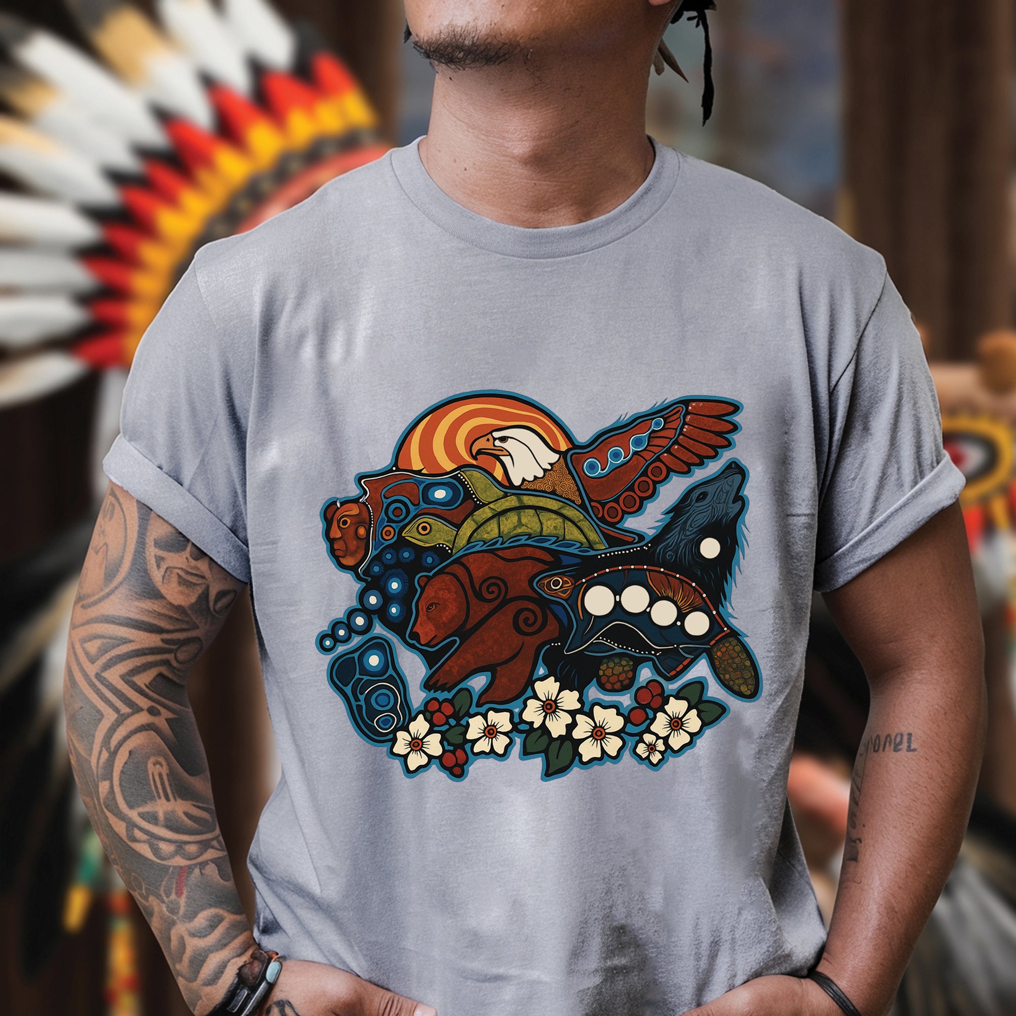 Seven Sacred Teachings Animal Native Wisdom Indigenous Culture Unisex T-Shirt/T-Shirt V-Neck/Hoodie/Sweatshirt