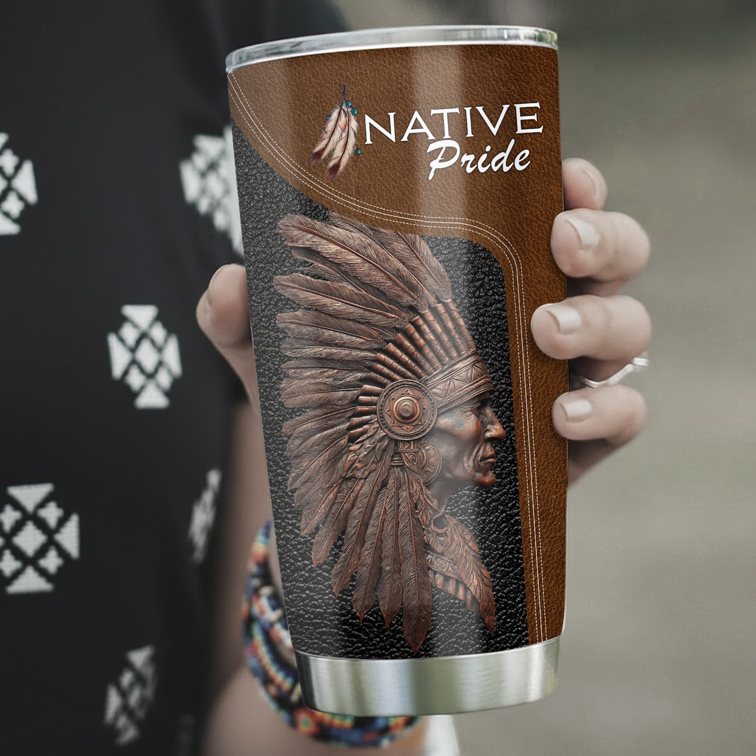 Native Pride Tumbler Stainless Steel Drinking Cup (Custom Name)