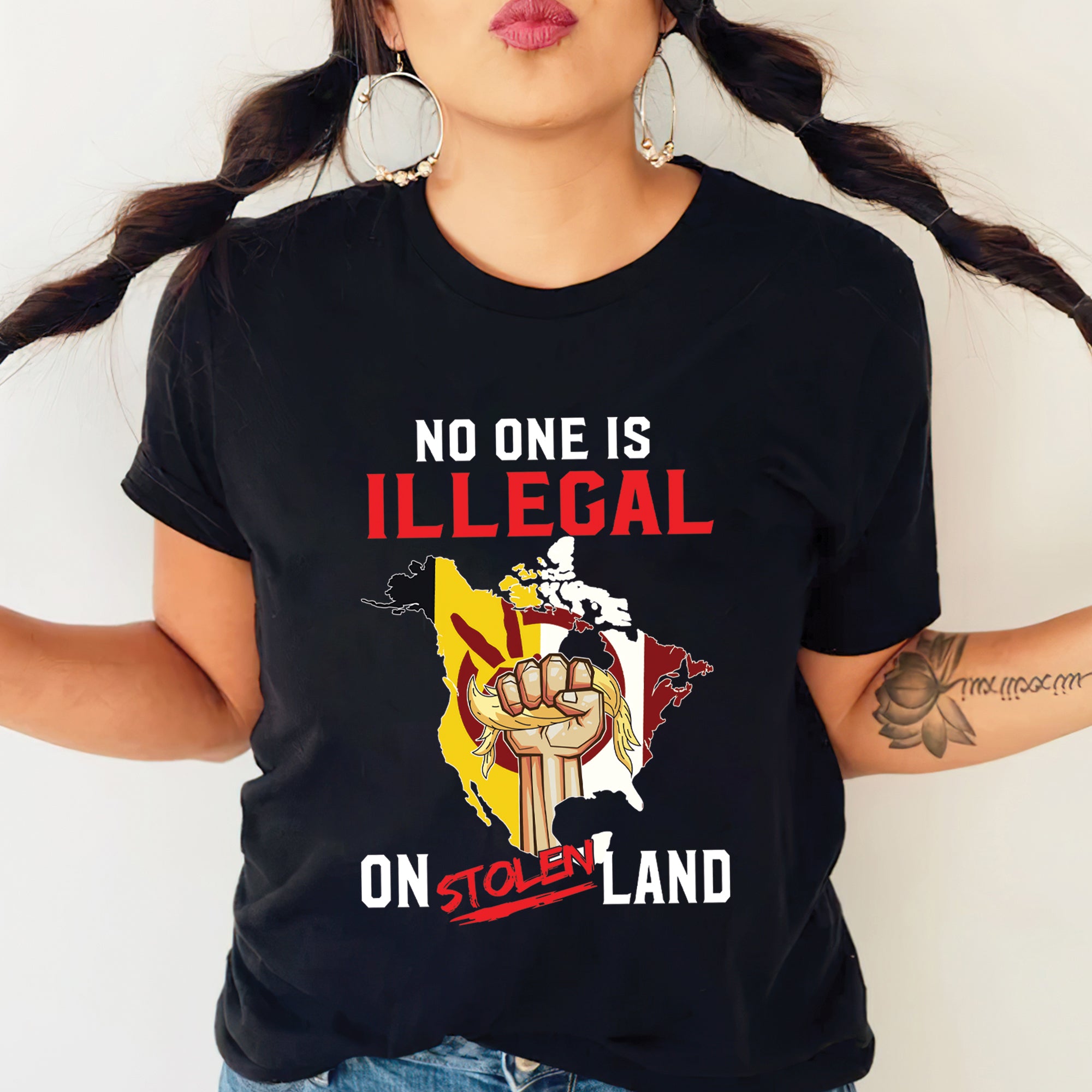 No One Is Illegal On Stolen Land - Unisex T-Shirt/T-Shirt V-Neck/Hoodie/Sweatshirt N54