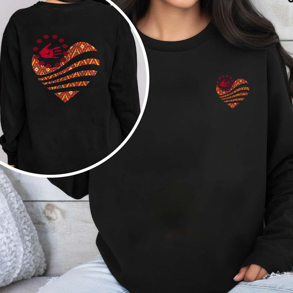 [Two Sides] Red Hand Heart of Culture Native American Unisex Tank Top/Long Sleeve/Hoodie Zip