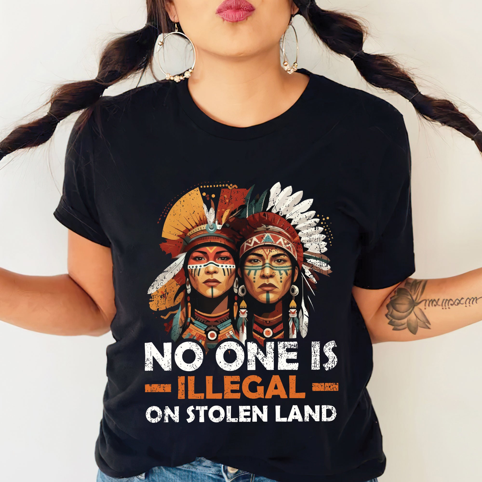 No One Is Illegal On Stolen Land - Unisex T-Shirt/T-Shirt V-Neck/Hoodie/Sweatshirt N87