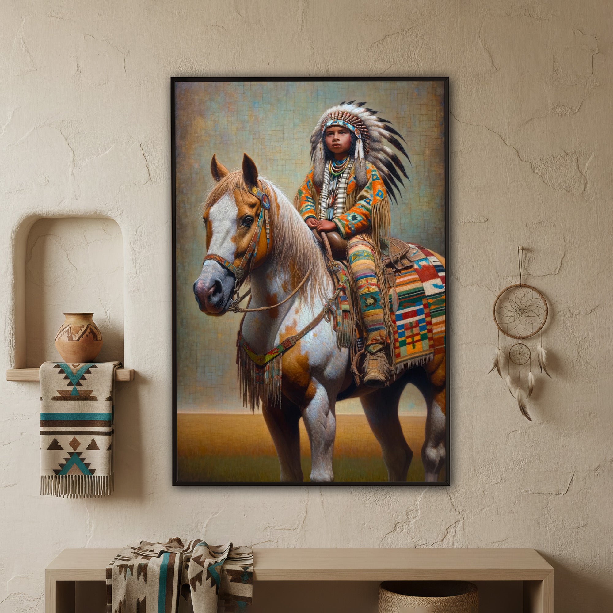 Custom Native American Child And The Horse Photo Canvas Art Gift Home Decor