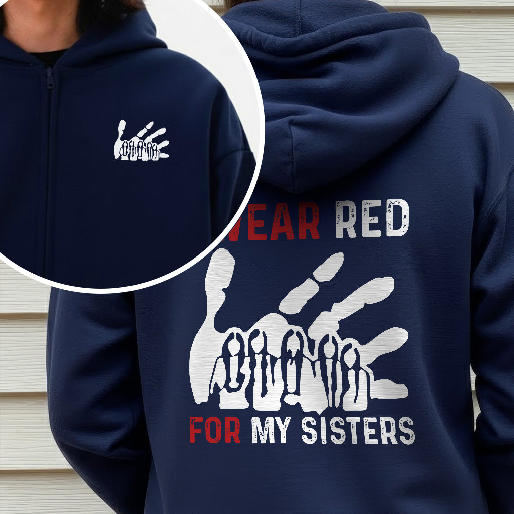 [Two Sides] I Wear Red for My Sisters MMIW Awareness Unisex Tank Top/Long Sleeve/Hoodie Zip
