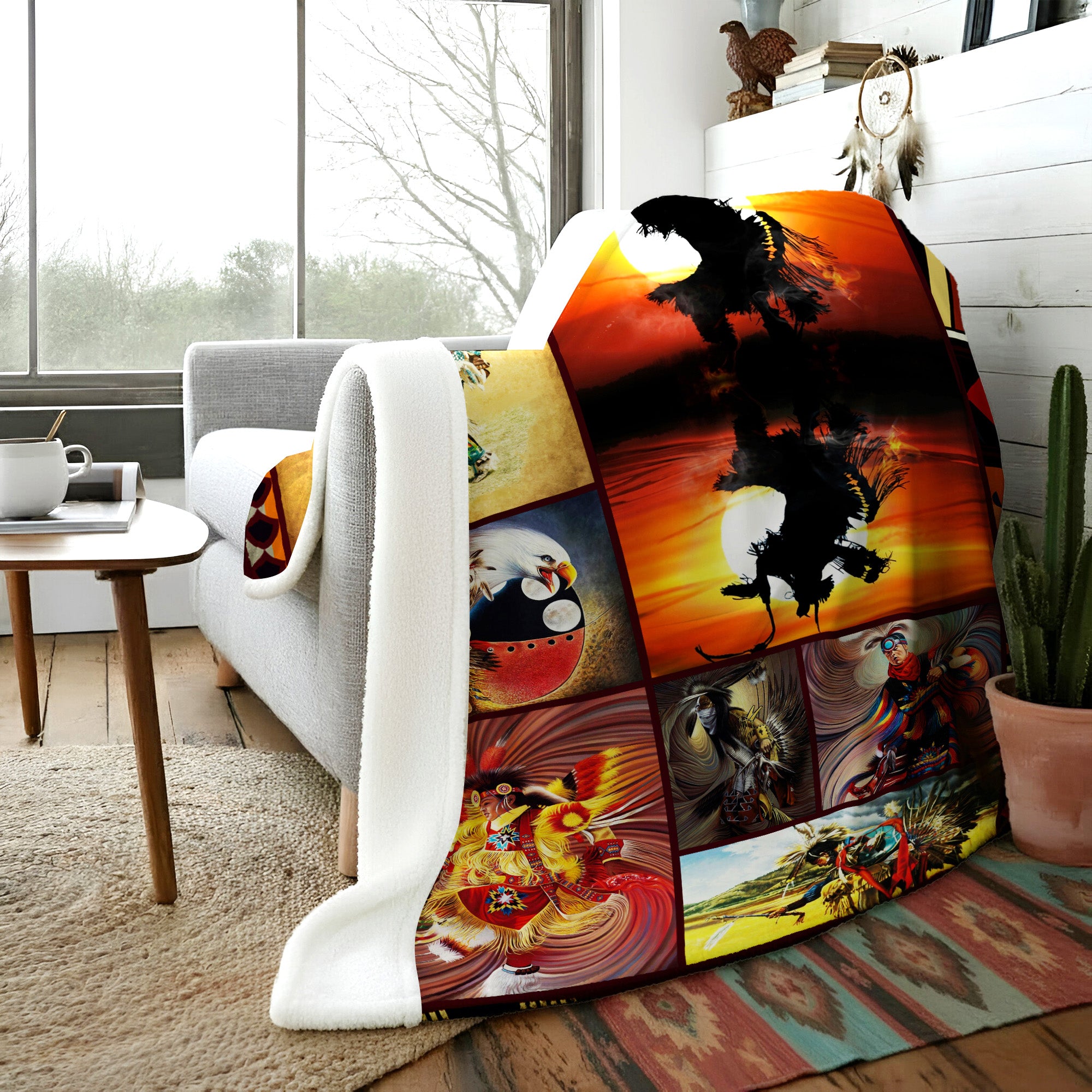Native American Style Dawm Dance Soft And Warm Premium Fleece Blanket