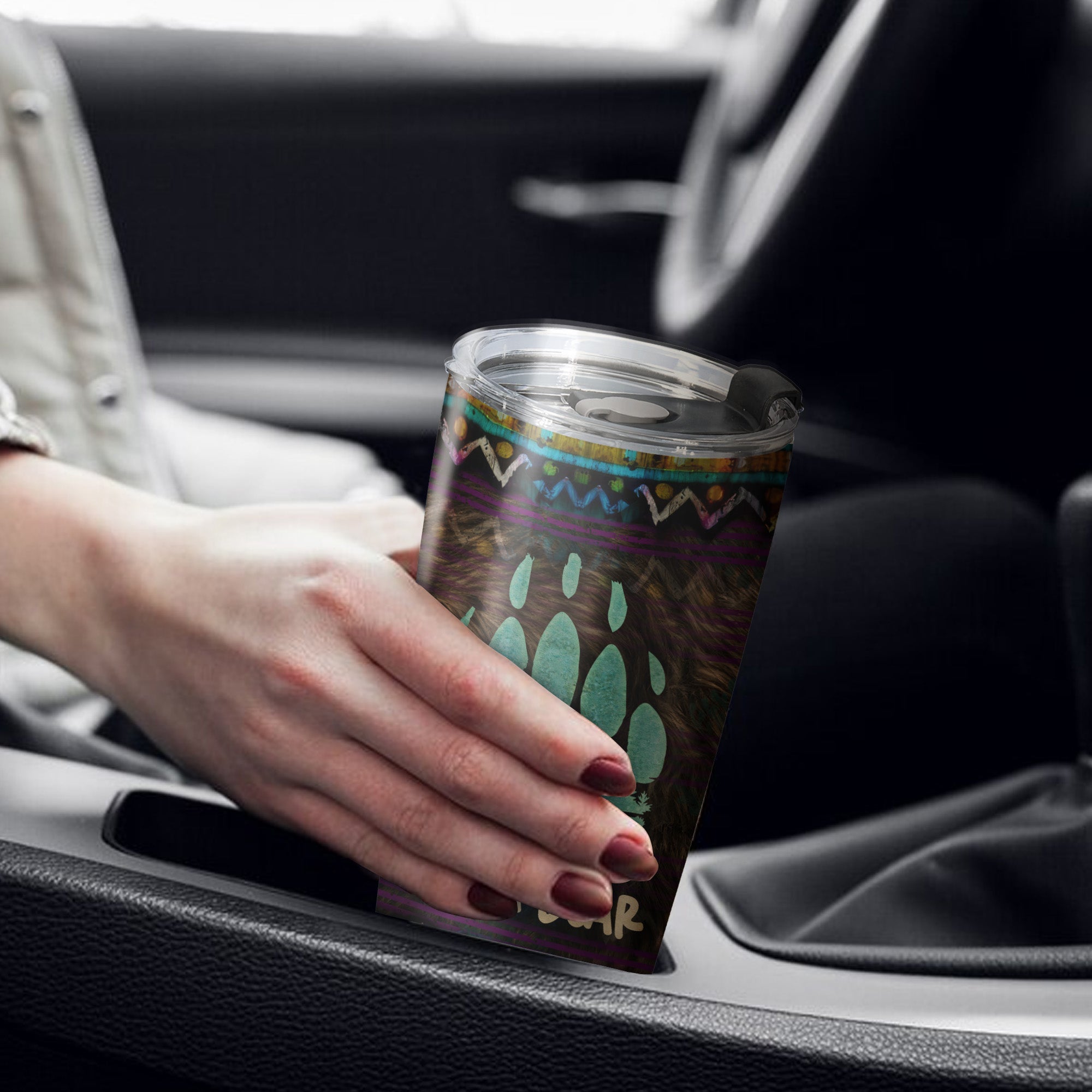 Native American Mama Bear Tumbler Stainless Steel Drinking Cup (Custom Name Design)