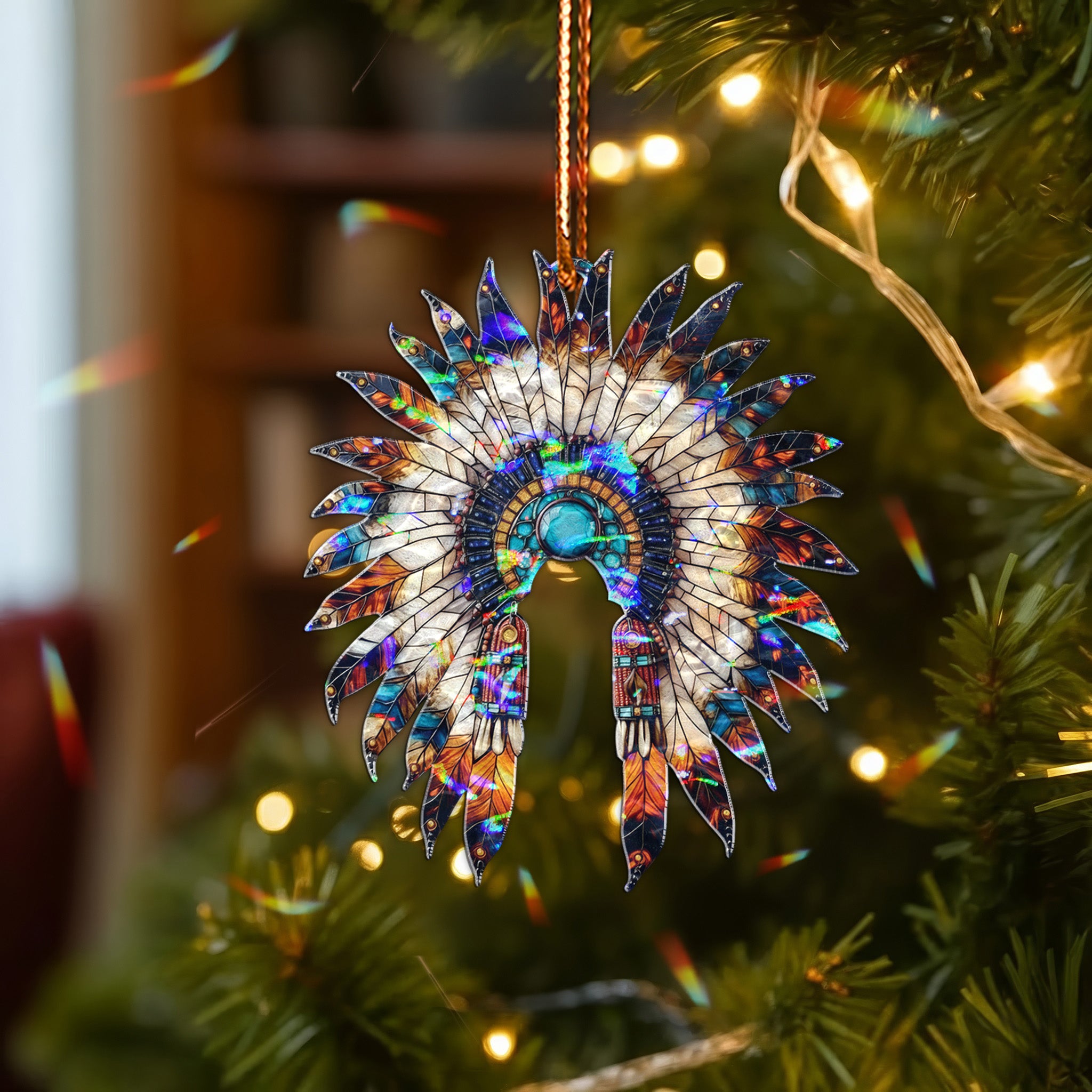 Wavy Acrylic Chief Headdress Suncatcher Ornament Unique Christmas Gift Decor