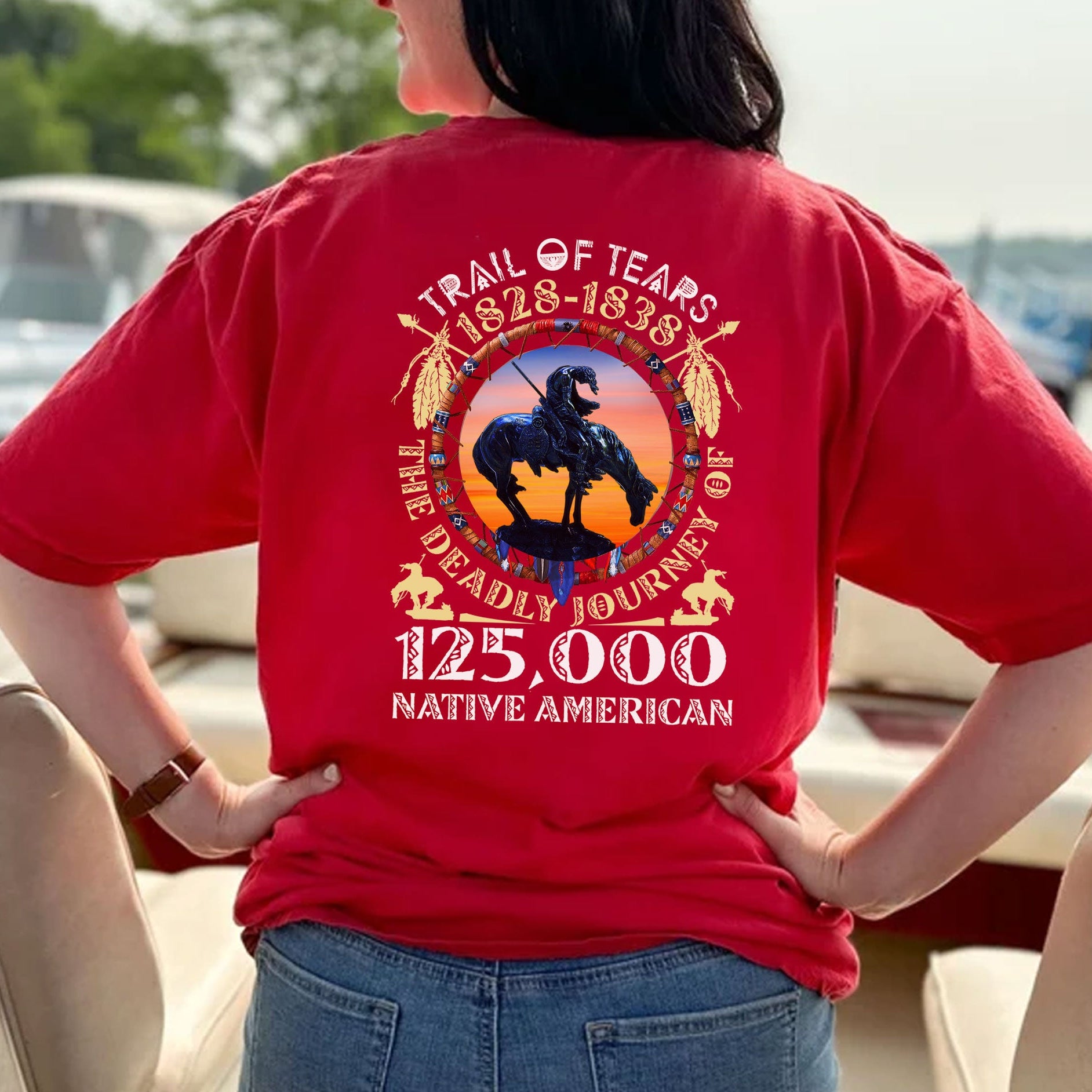 Trail Of Tears 125000 Native American Shirt Man Ride Horse Unisex Back T-Shirt/Hoodie/Sweatshirt