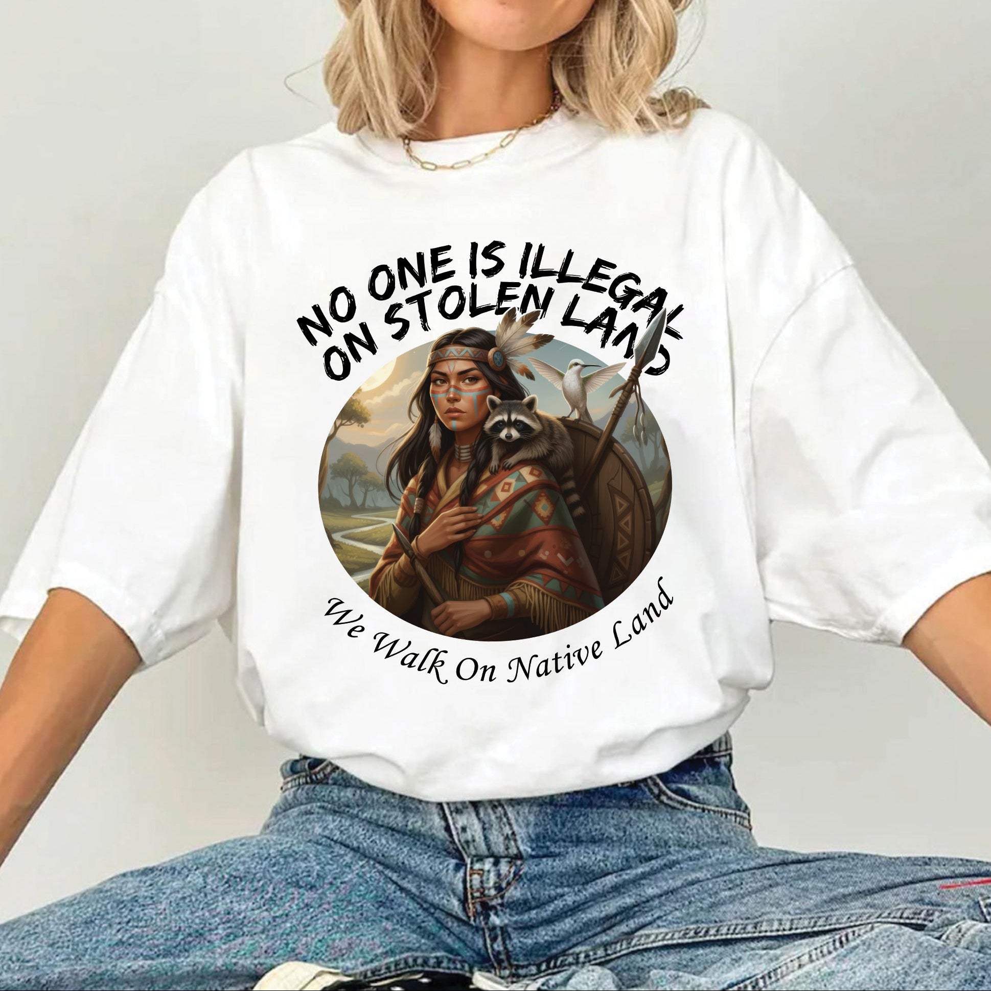 No One Is Illegal On Stolen Land - Unisex T-Shirt/T-Shirt V-Neck/Hoodie/Sweatshirt N84