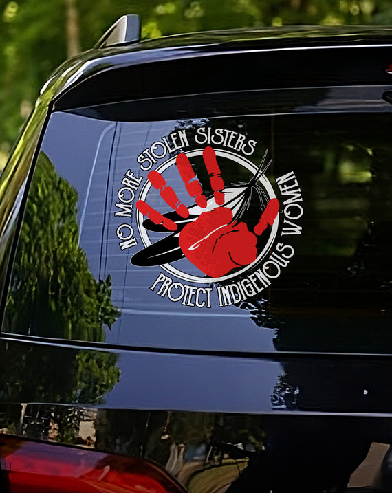 No More Stolen Sisters Red Hand Decal - Protect Indigenous Women