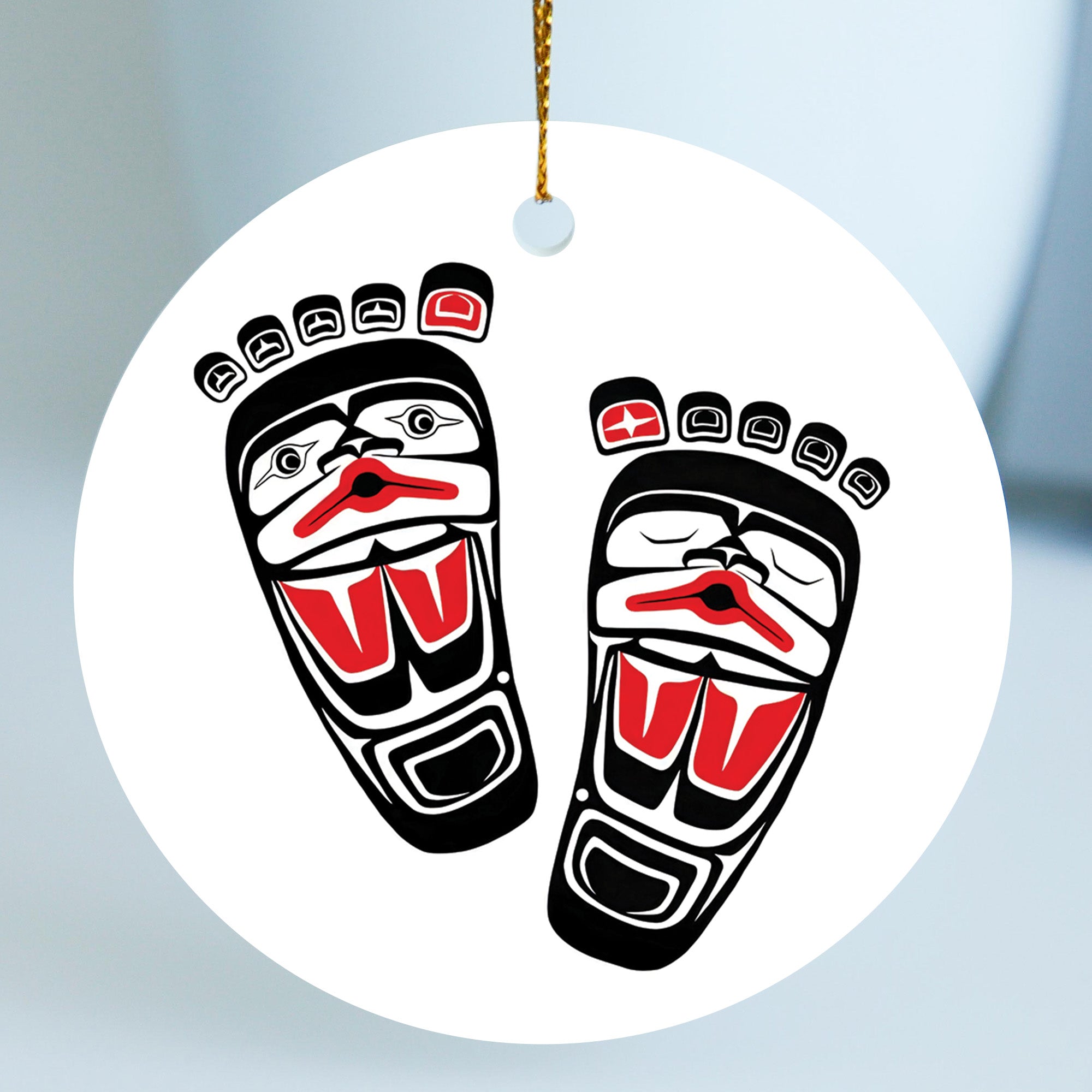 Native Big Foot Spirit Ceramic Ornament – Handcrafted Indigenous Art Decoration