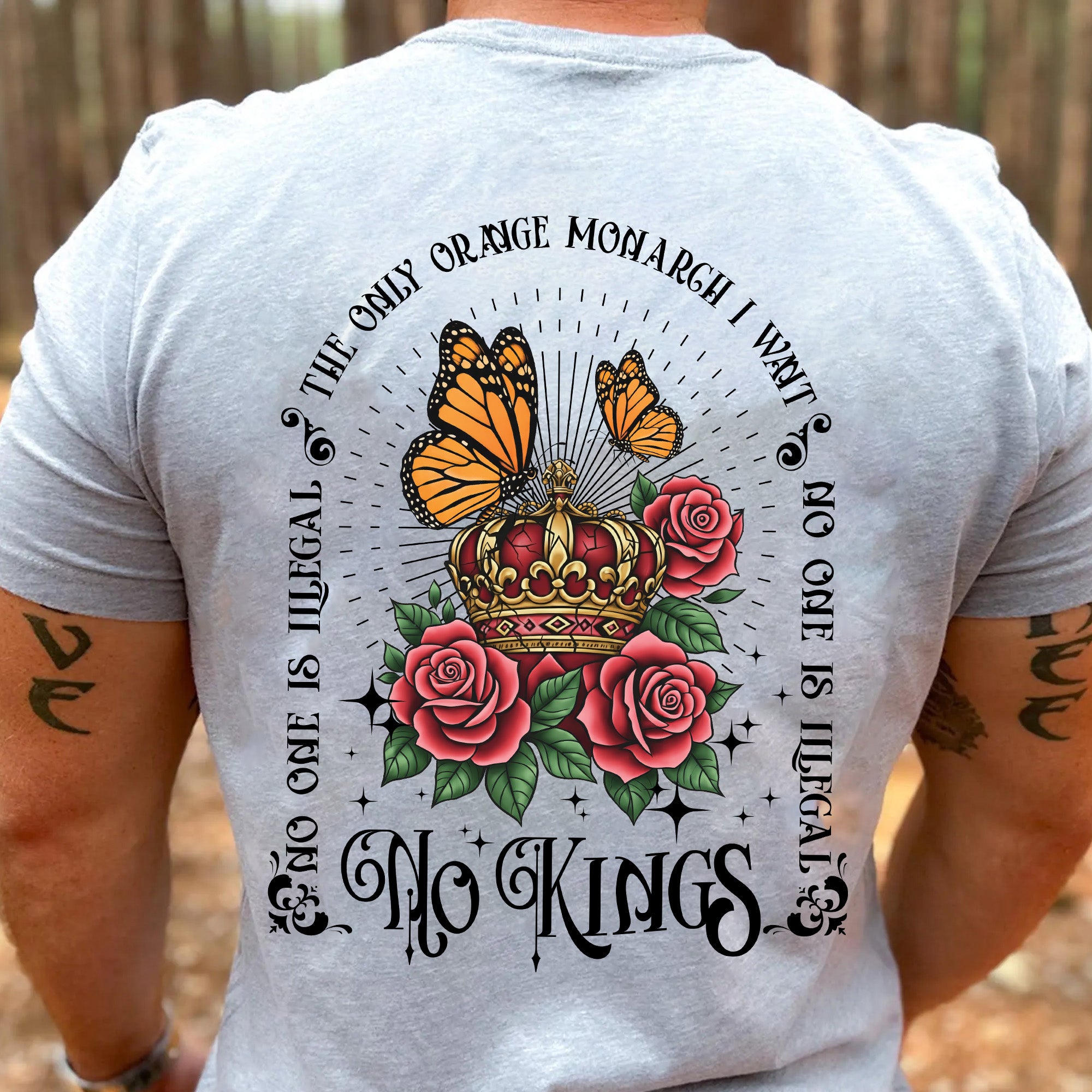 [Two Sides] No Kings - No One Is Illegal On Stolen Land Unisex T-Shirt/T-Shirt V-Neck/Hoodie/Sweatshirt - Two Sides